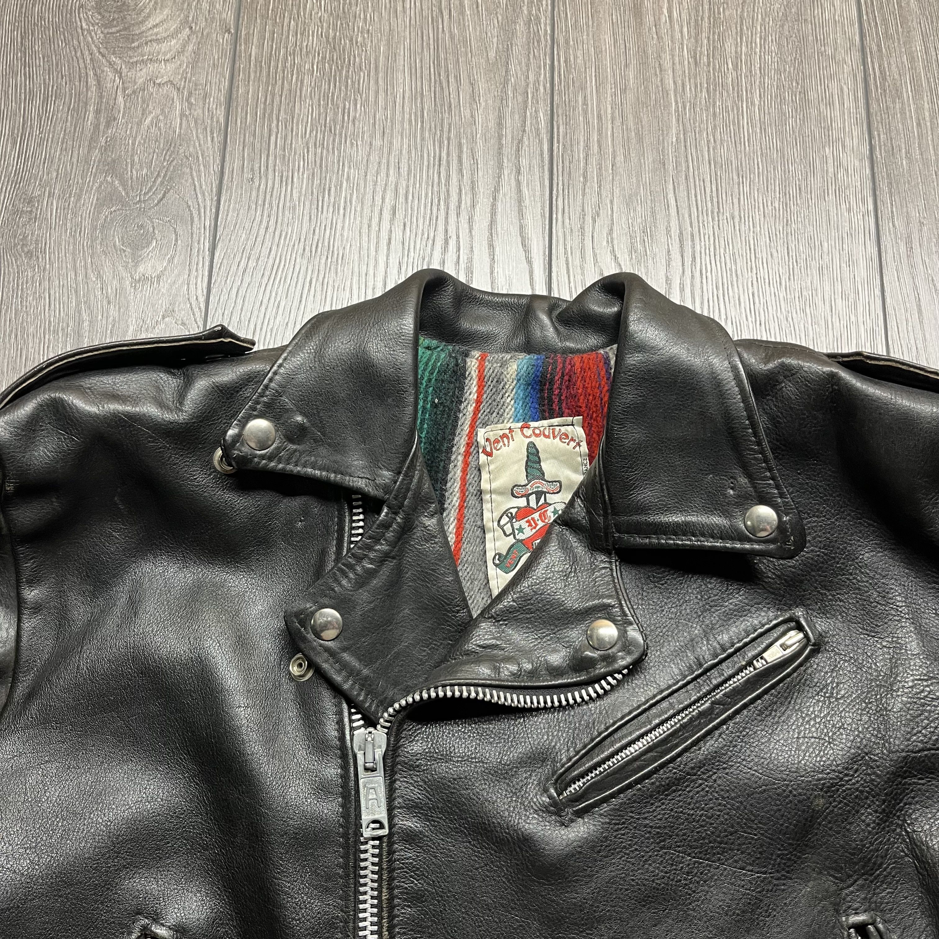 Designer × Vintage Vintage Vent Couvert Leather Lined Biker Jacket 1980s Size US S / EU 44-46 / 1 - 6 Thumbnail