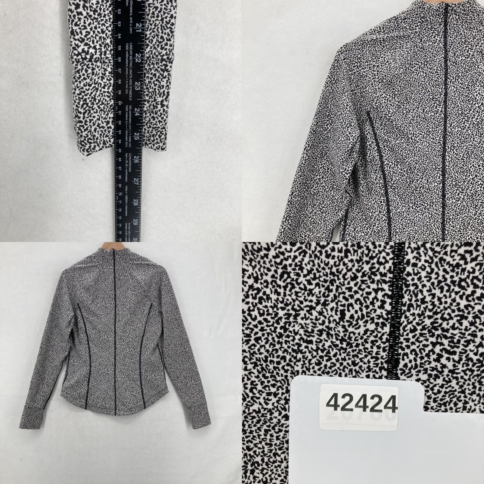 Athleta Athleta Jacket Womens M White Black Jacquard Cheetah Stretch Full Zip Gym Activewear Size M / US 6-8 / IT 42-44 - 8 Thumbnail