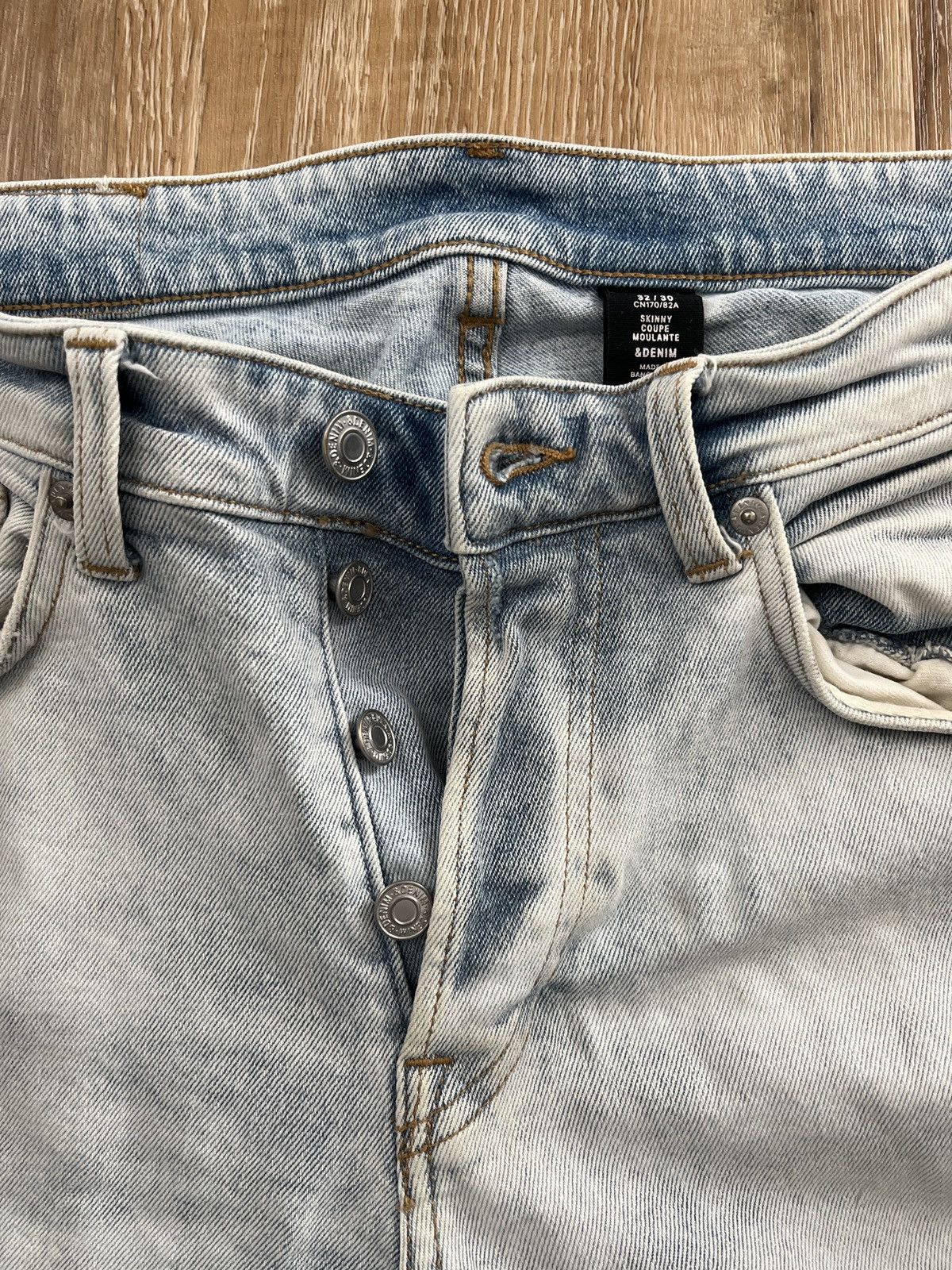 H&M × Vintage Light blue Used H&M Size 32x30 Skinny Denim Pants Size US 32 / EU 48 - 4 Thumbnail
