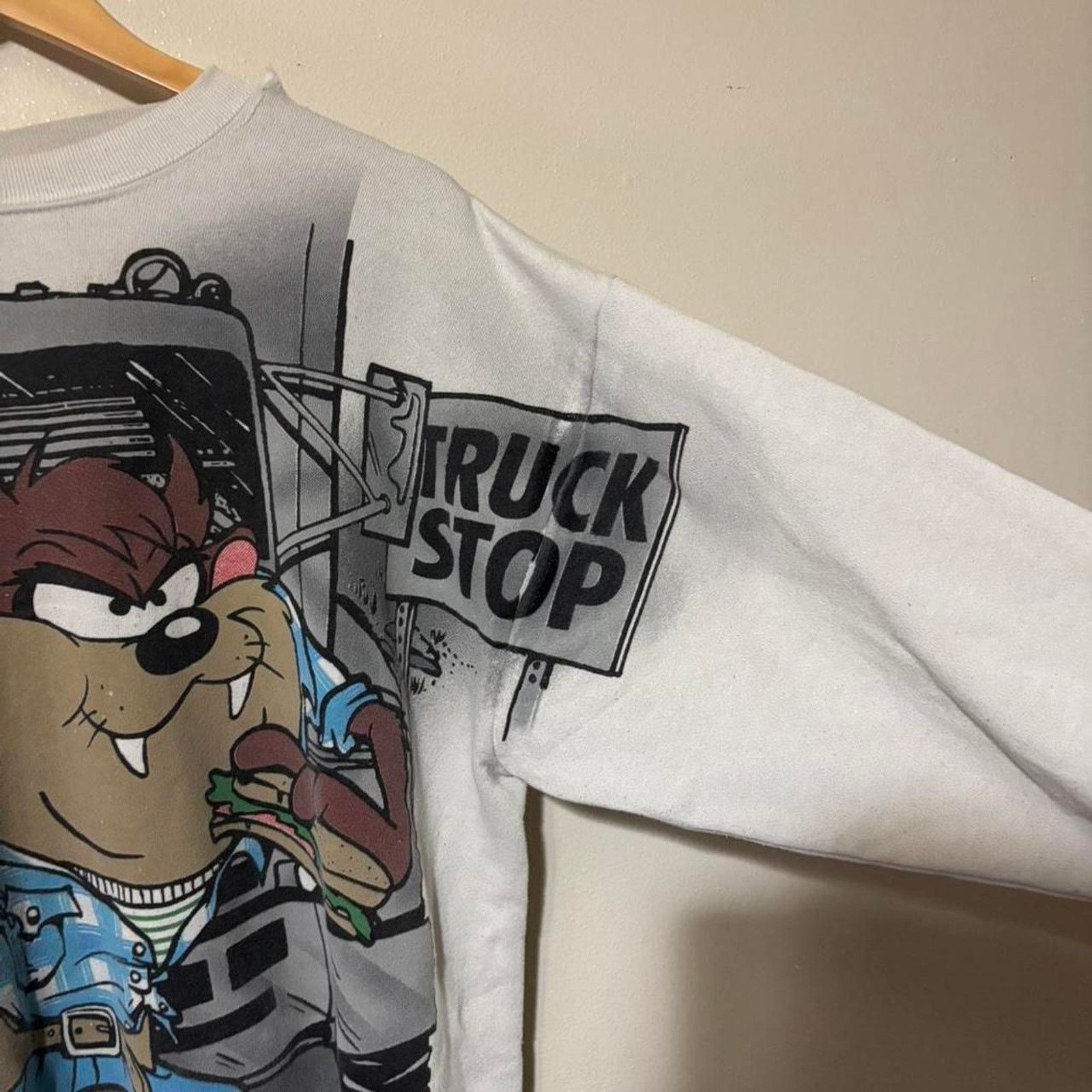 Tultex Vintage 1996 Taz Looney Tunes Trucker AOP Graphic Crewneck Size US XL / EU 56 / 4 - 3 Thumbnail