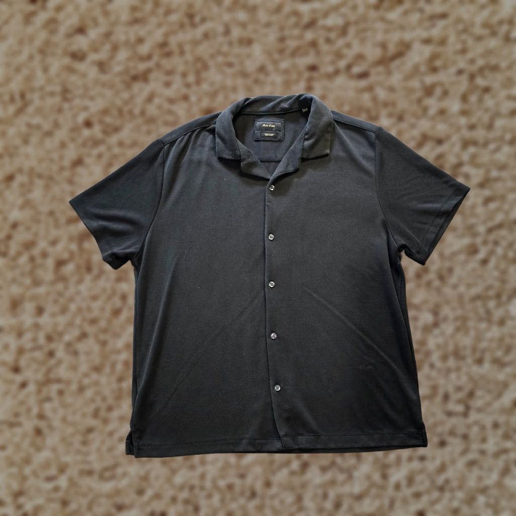 ASH Porter & Ash Shirt Mens XL Black Textured Button-Up Collared Casual Basic Size US XL / EU 56 / 4 - 1 Thumbnail
