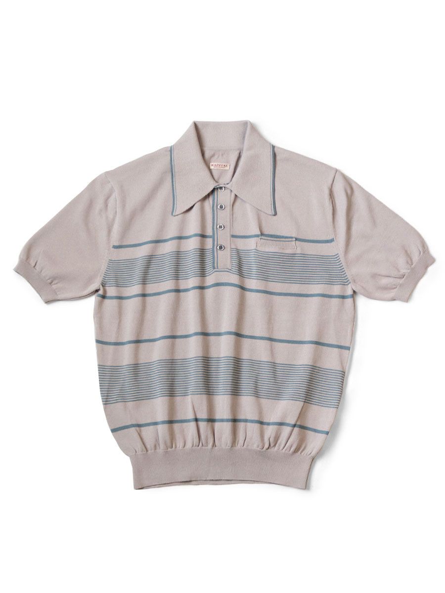 KAPITAL 14G cotton knit striped carol polo shirt