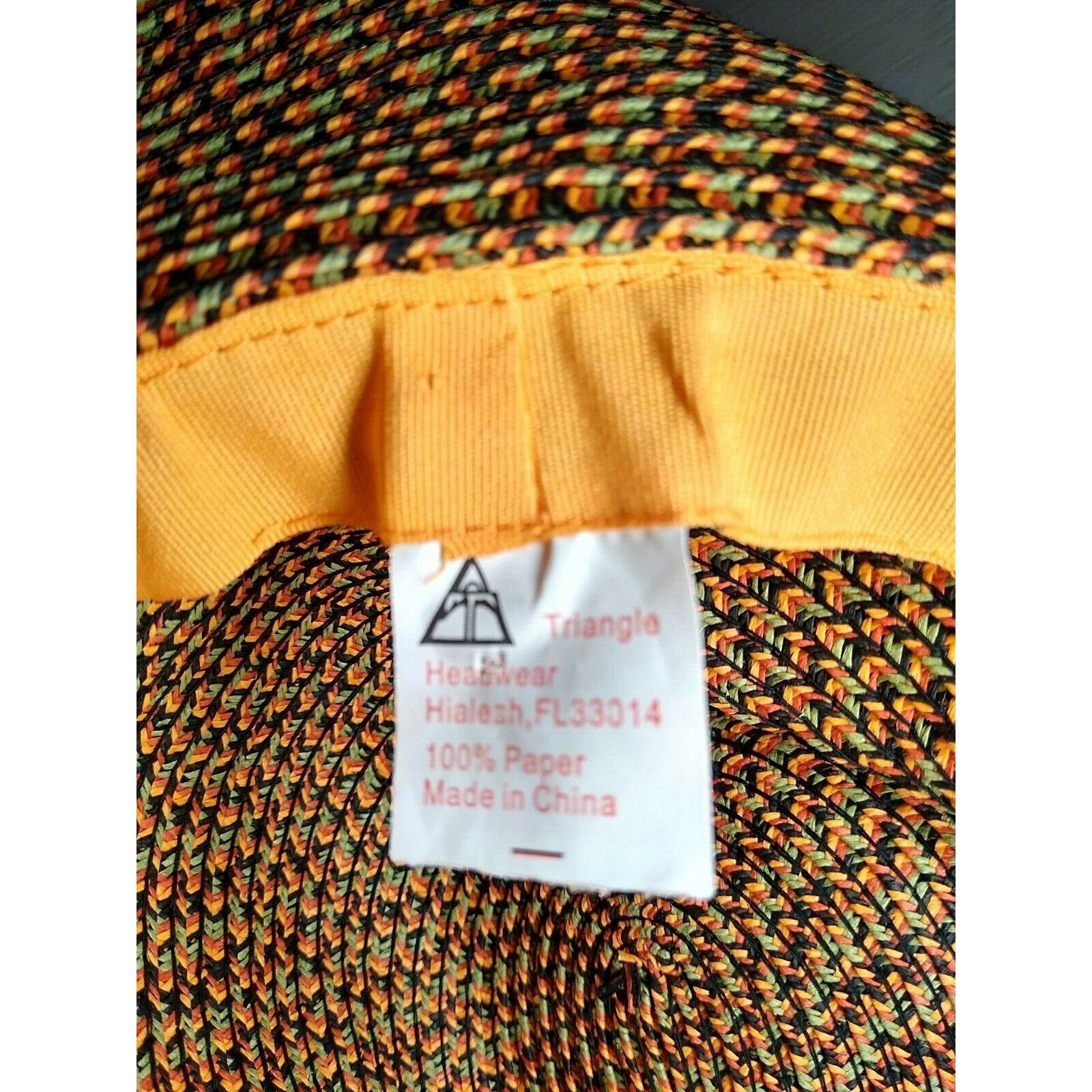 The Unbranded Brand Ladies Large Fashion Hat Floppy Orange/Brn Gold Chain Accent Size ONE SIZE - 4 Thumbnail