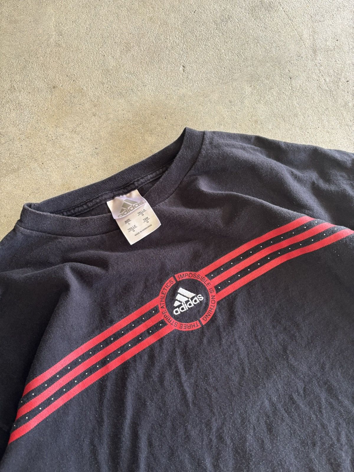 Adidas Vintage 90s Adidas Triple Striped Red On Black Longsleeve Size US L / EU 52-54 / 3 - 3 Thumbnail