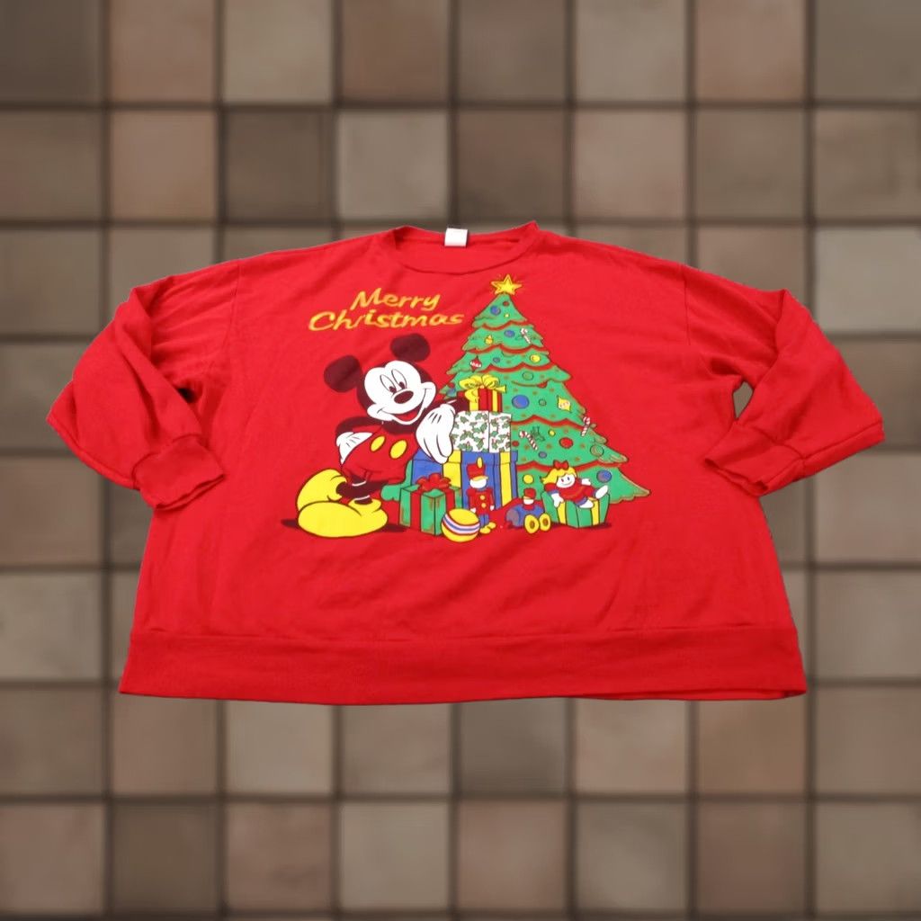 Vintage VINTAGE Land'n Sea Mickey Mouse Sweatshirt Men 3XL Crew Neck Red Pullover Sweater Christmas 90s Holiday Graphic Print Knit Regular Mens Size US XXL / EU 58 / 5 - 1 Thumbnail