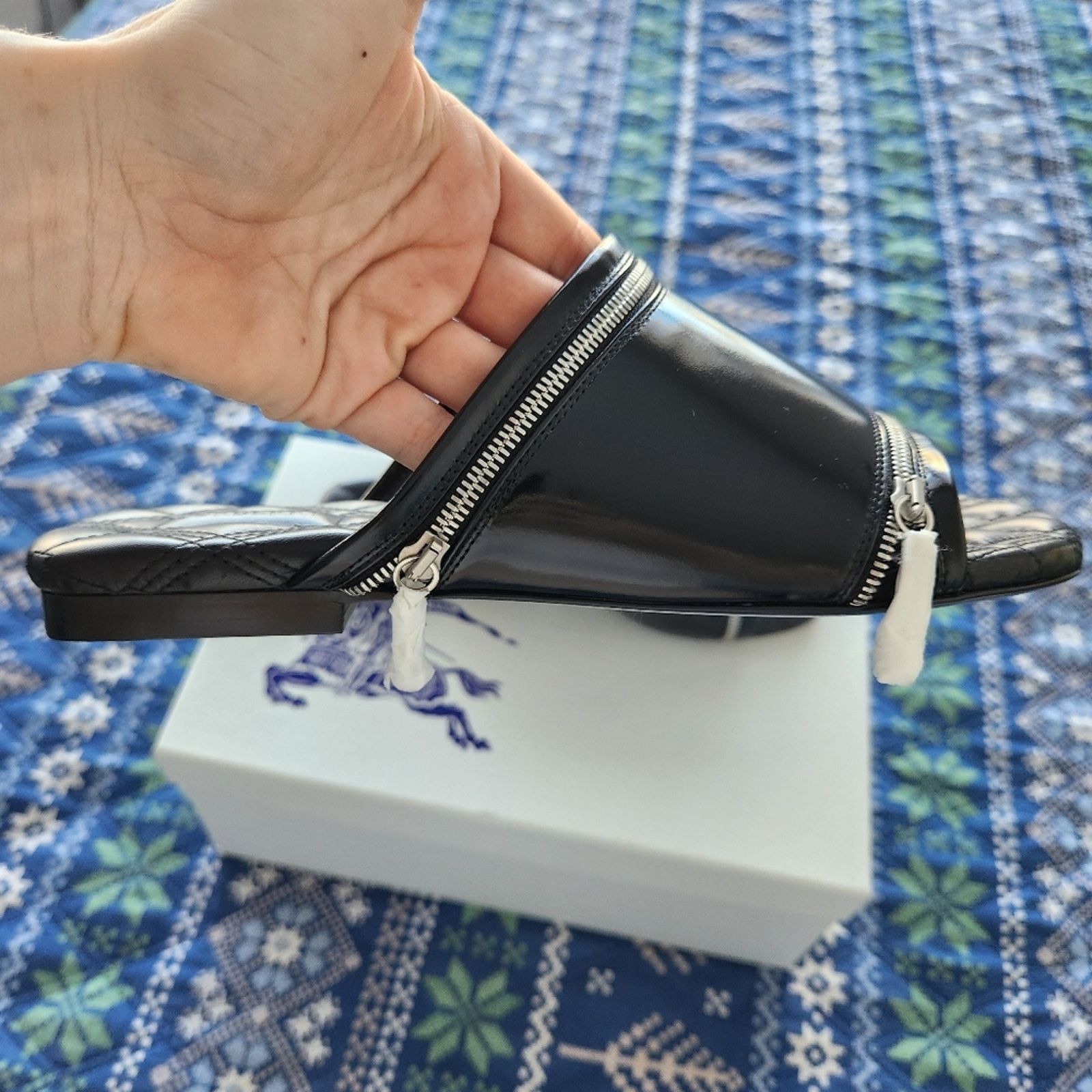 Burberry BURBERRY Leather Zip Sandals Black 37 Designer Quiet Luxury Size US 6 / IT 36 - 6 Thumbnail