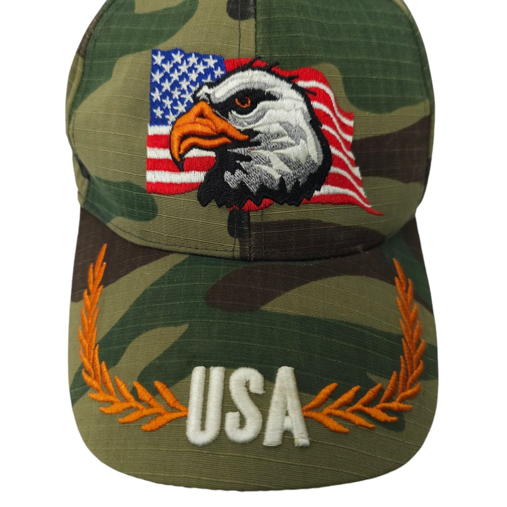 Other Bald Eagle USA Flag Camo Strapback Cap Embroidered Hat Size ONE SIZE - 7 Thumbnail