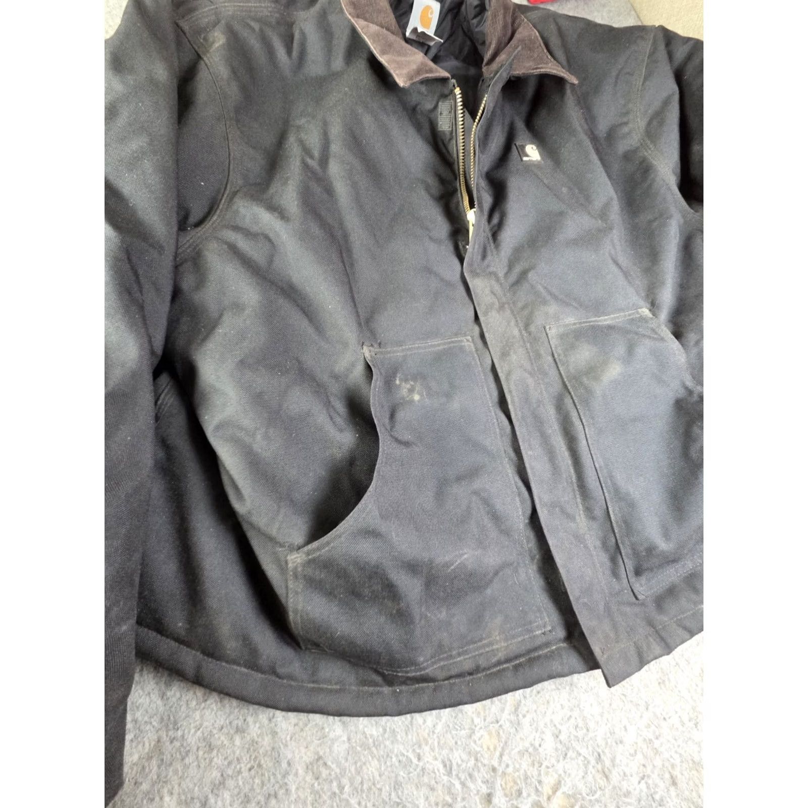 Carhartt VINTAGE Carhartt J132 BLK Jacket Black 4XL USA Canvas Quilted Lined Workwear Zip Distress Size US XXL / EU 58 / 5 - 5 Thumbnail