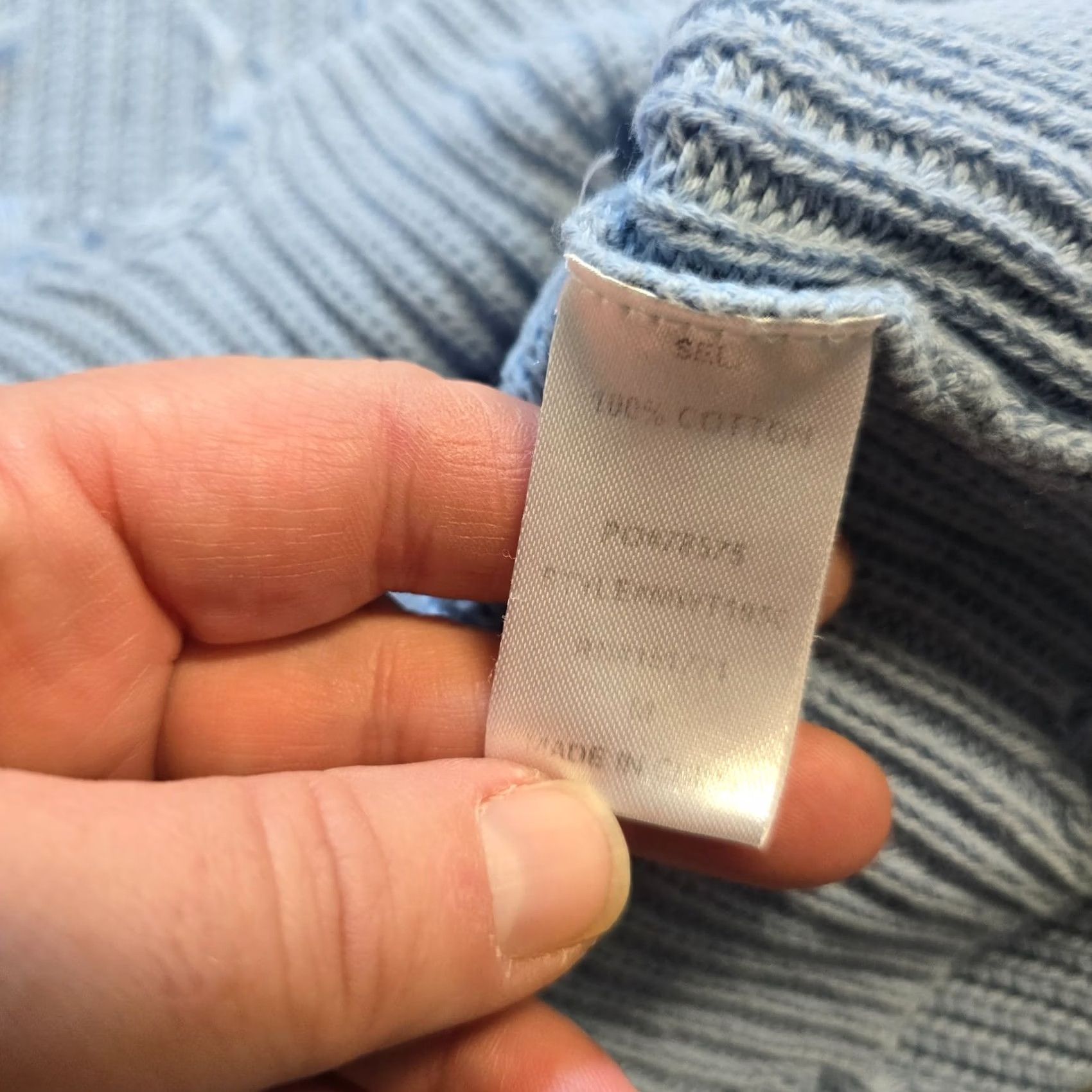 Vintage Le Lis Sweater Womens Size M Blue Distressed Raw Hem Long Sleeve Casual Pullover V-Neck Knit Cotton Regular Classic Knitting Winter Fall Fashion Shirt Size M / US 6-8 / IT 42-44 - 7 Thumbnail