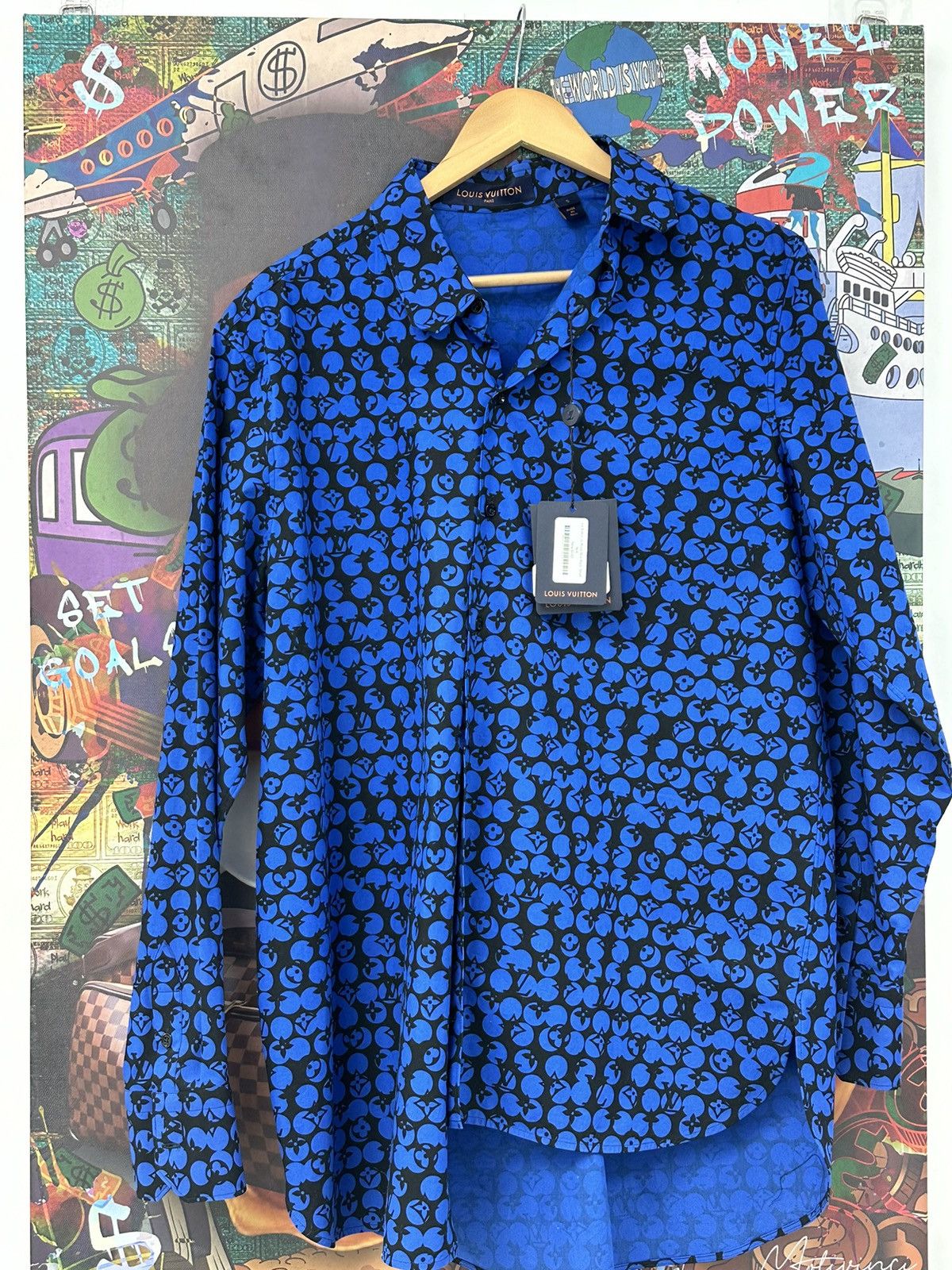 image of Louis Vuitton Blue And Black Button Down, Men's (Size Small)