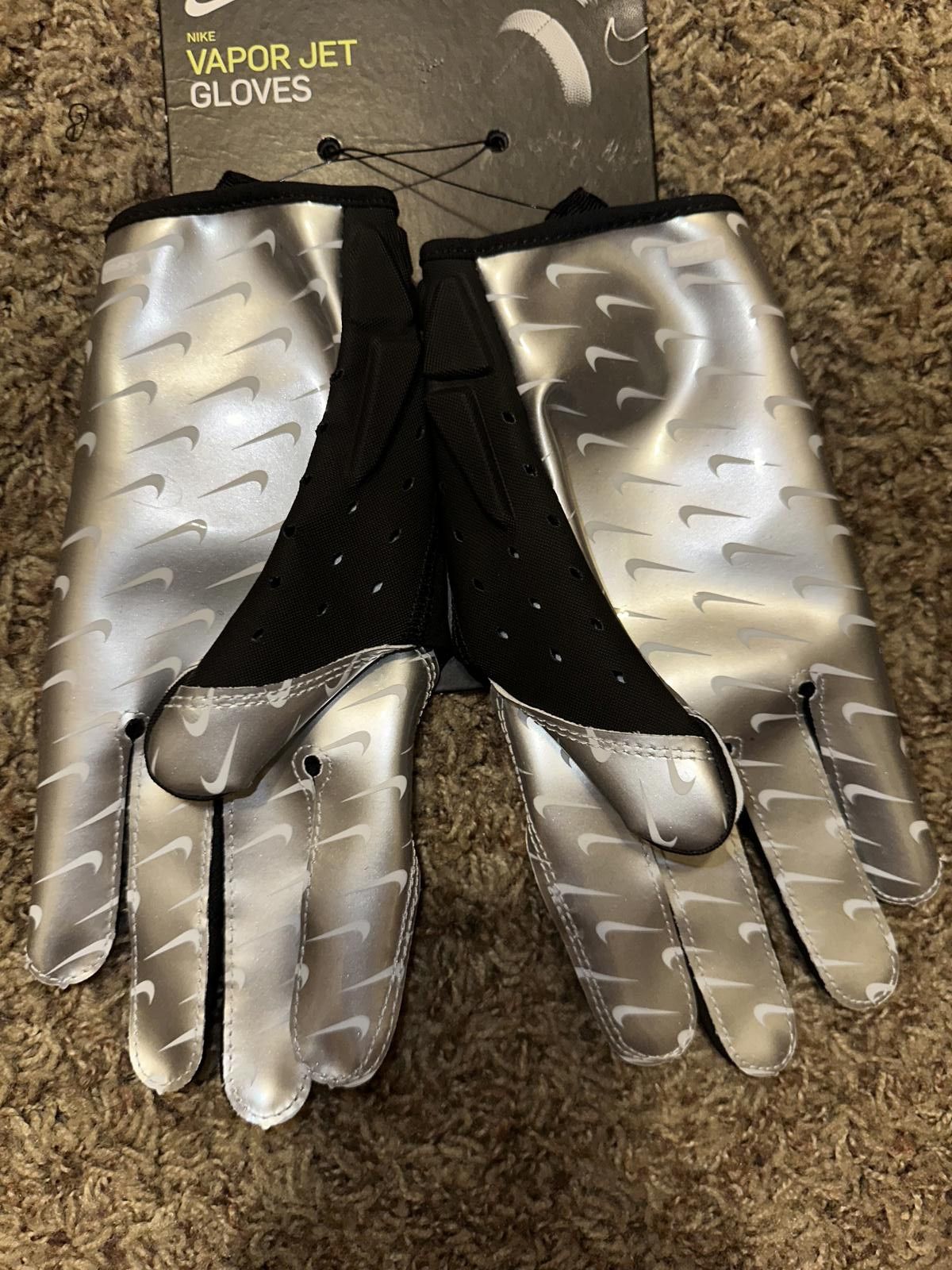 Nike Nike Vapor Jet 6.0 Football Black/Silver Gloves Size ONE SIZE - 6 Thumbnail