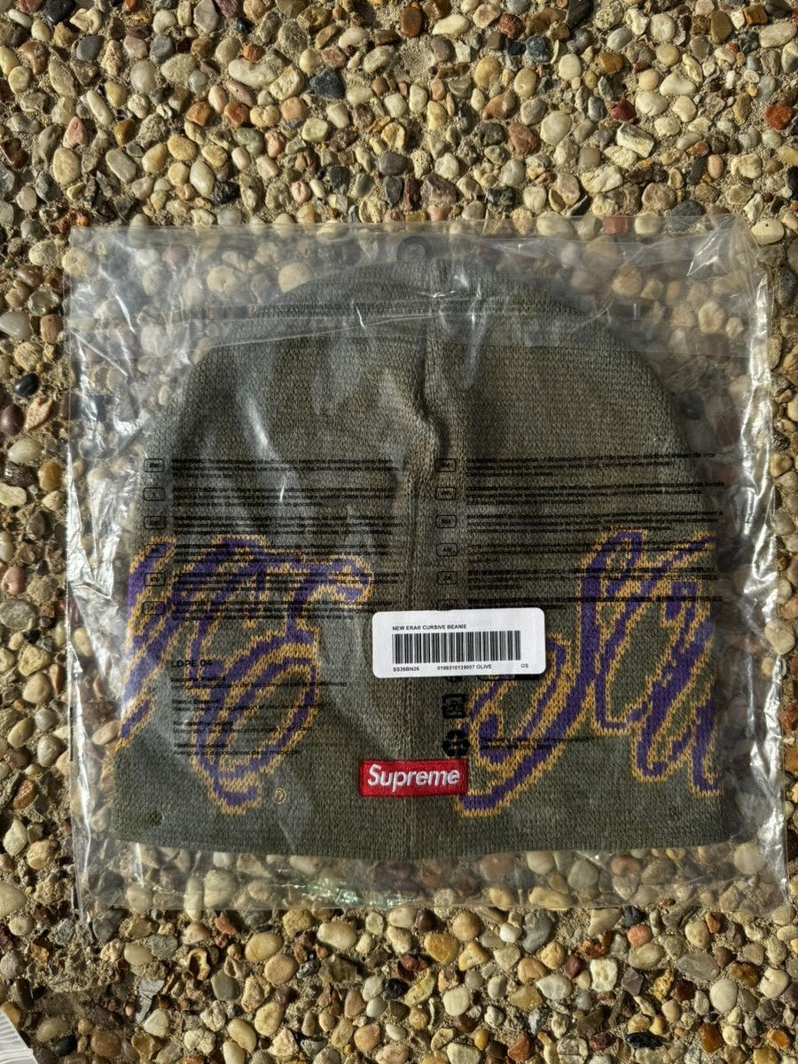 Supreme Supreme Olive Cursive New Era Beanie Size ONE SIZE - 4 Thumbnail