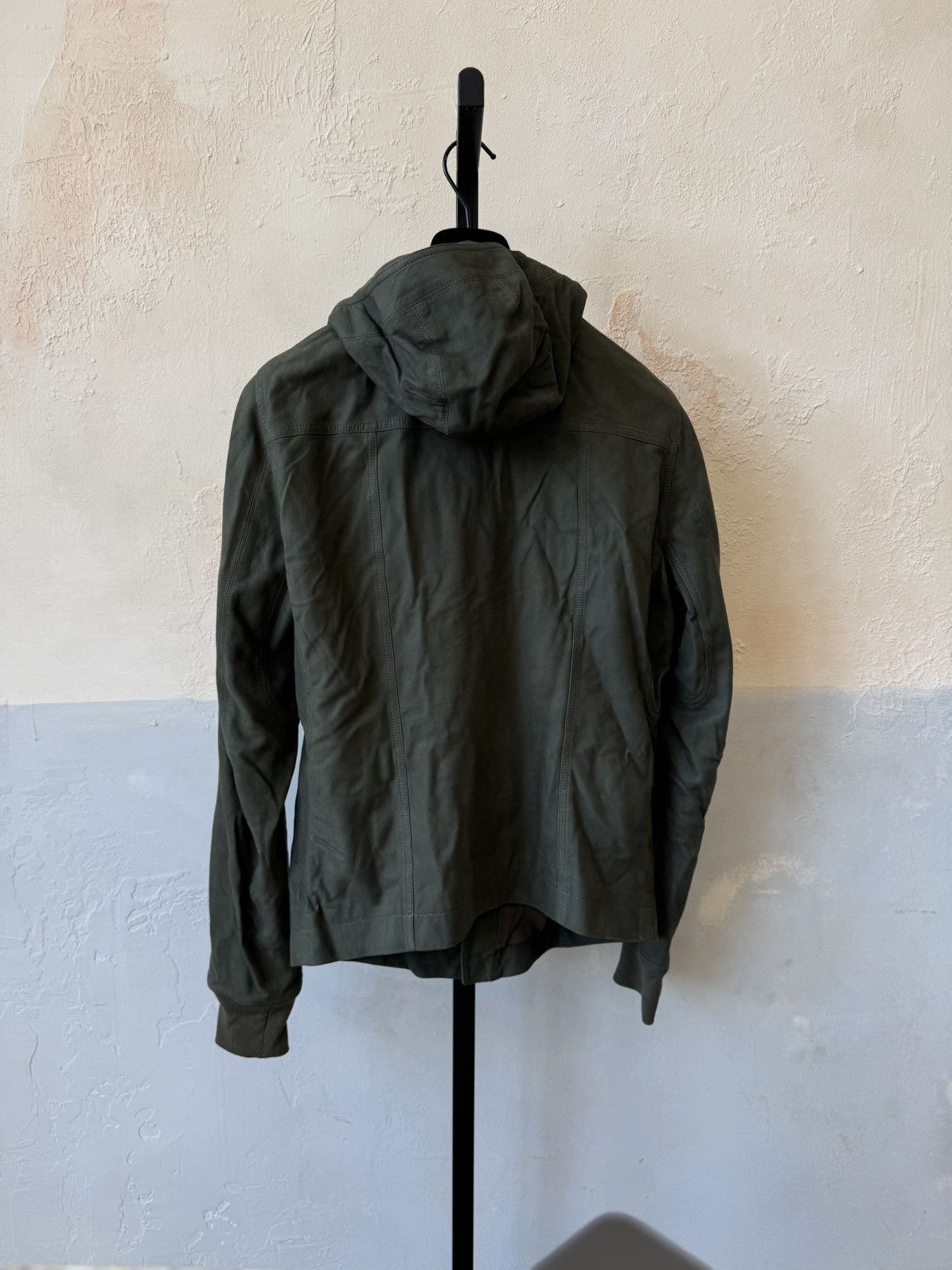 Rick Owens BULLET ASYMMETRICAL LAMBSKIN LEATHER HOODED JACKET BIKER Size US L / EU 52-54 / 3 - 3 Thumbnail