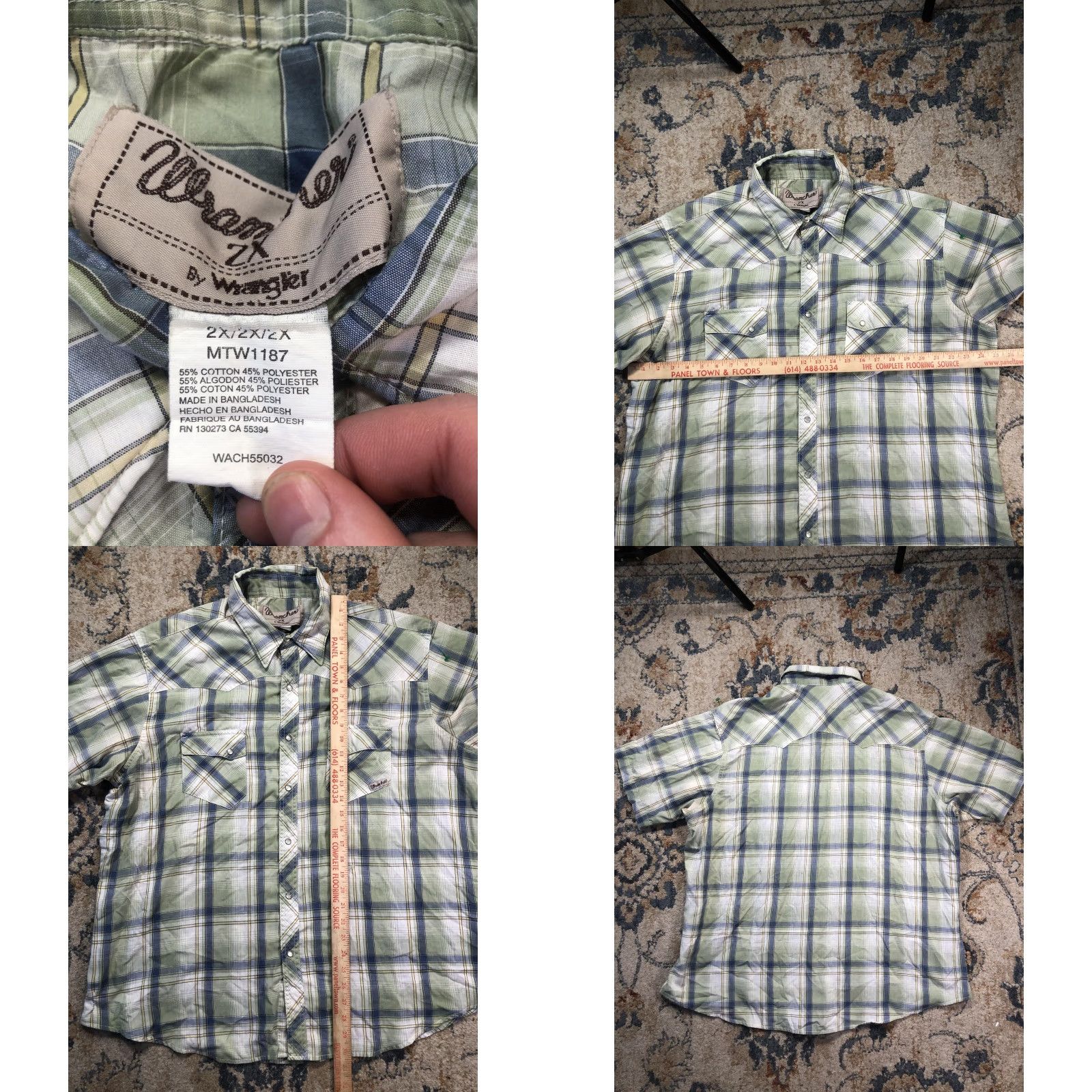 Wrangler Wrangler Shirt Mens 2XL Green Plaid Short Sleeve Western Snap Pockets Casual Size US XXL / EU 58 / 5 - 8 Thumbnail