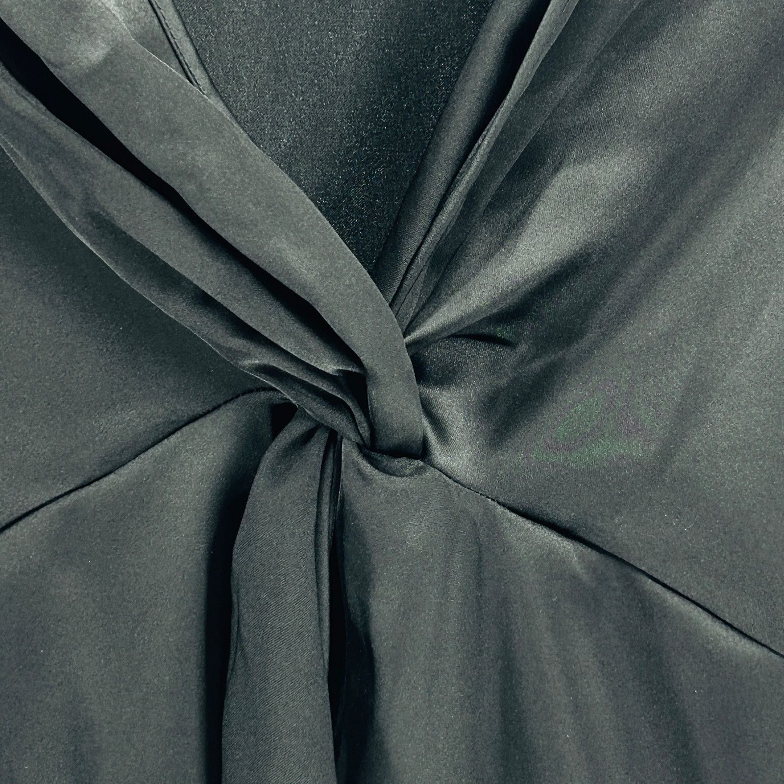 Nicole Miller Nicole Miller Black Satin Minimal Draped Twist Front Blouse Size XL / US 12-14 / IT 48-50 - 2 Thumbnail