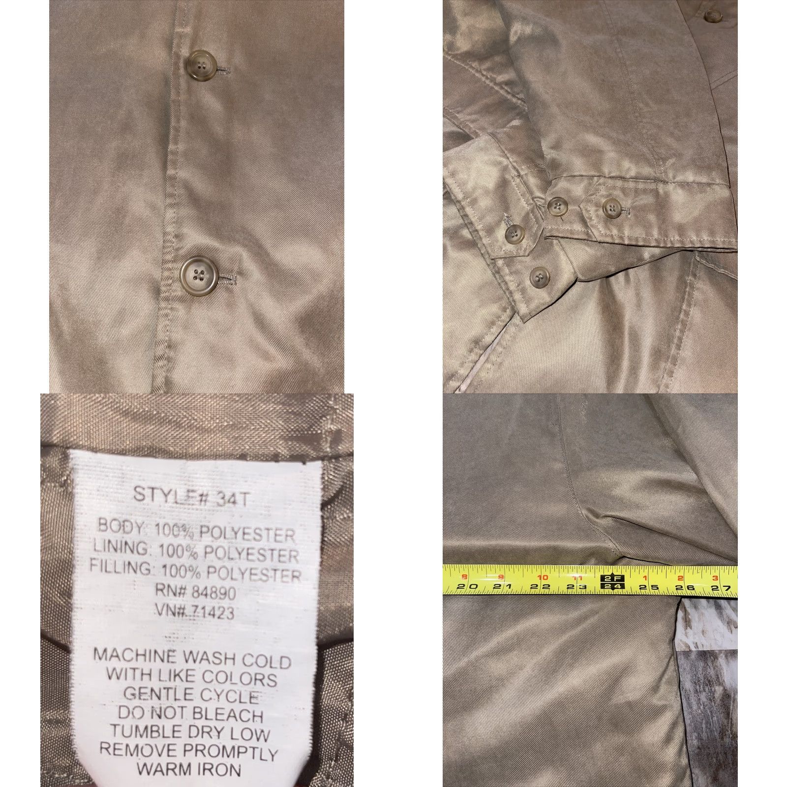 Vintage Botany 500 Coat Mens L Tan Casual Mid-Length Button Up Quilted Lining Soft Jacket Size US L / EU 52-54 / 3 - 9 Thumbnail
