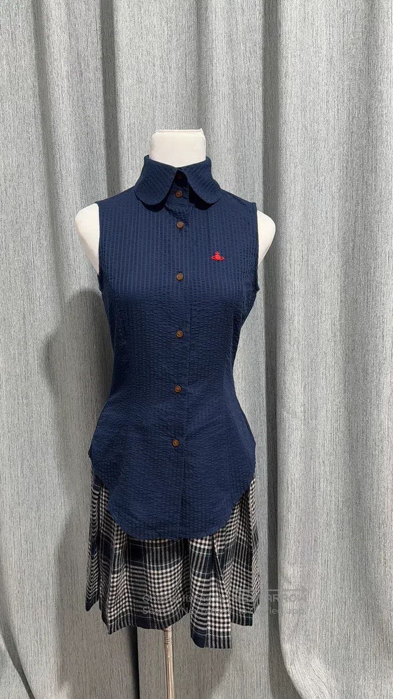 Vivienne Westwood Vivienne Westwood Navy Blue Sleeveless Shirt Size M / US 6-8 / IT 42-44 - 3 Thumbnail