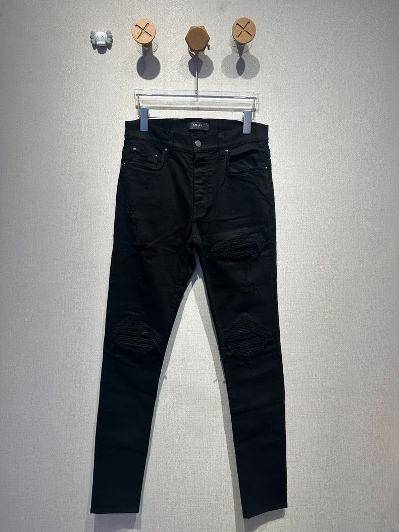 Amiri Amiri knee patch leather black jeans Size US 32 / EU 48 - 1 Thumbnail