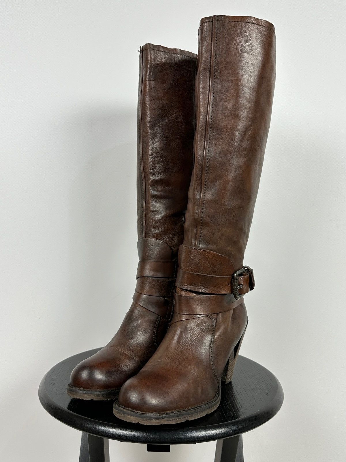 A.S.98 A.S.98. Airstep Brown Leather Knee High Boots Moto Style Size US 9 / IT 39 - 9 Thumbnail