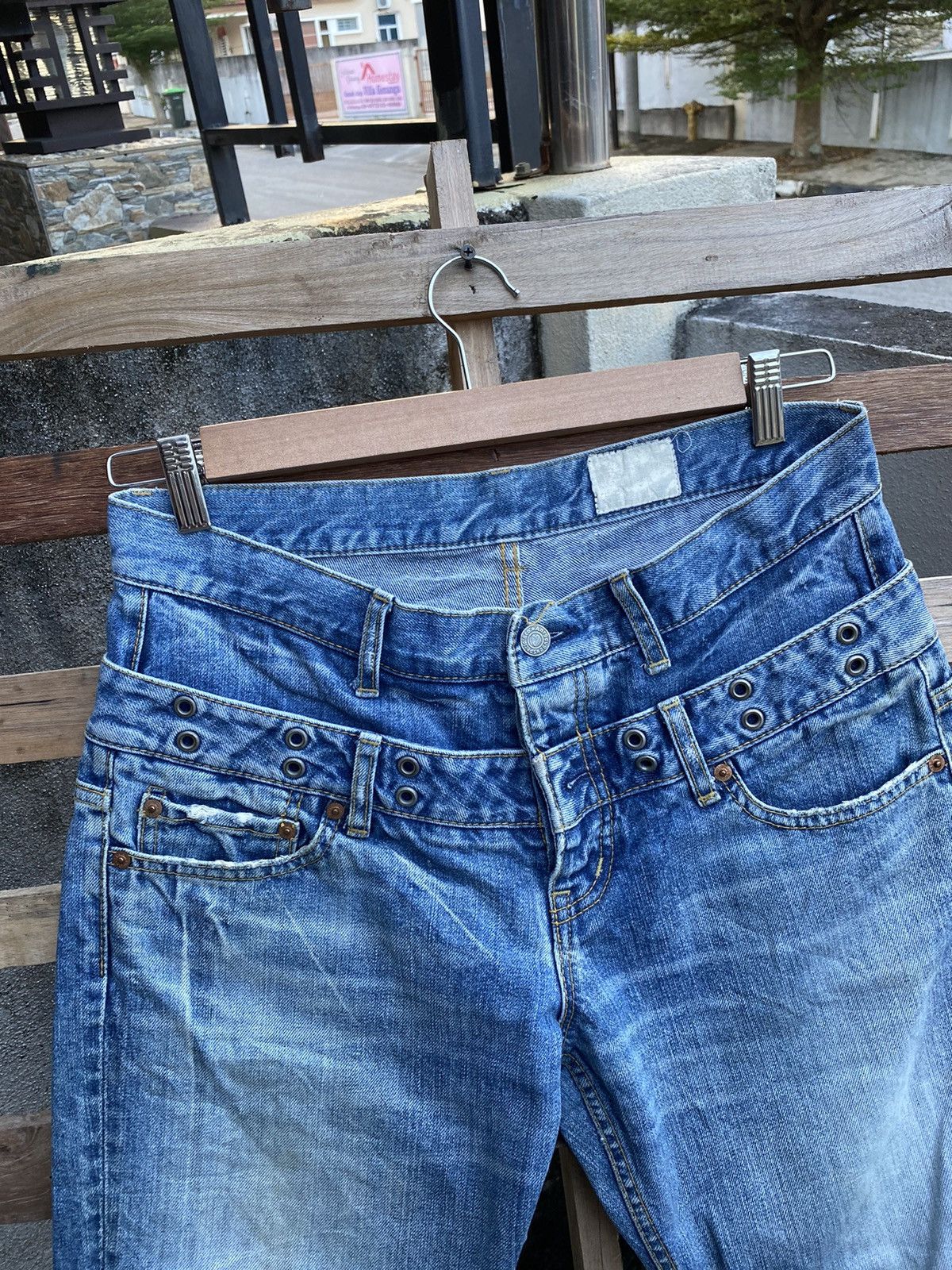 Japanese Brand Sick Crazy 🔥 Vintage Y2K Ant gauge Double Waisted Jeans Size US 33 - 6 Thumbnail