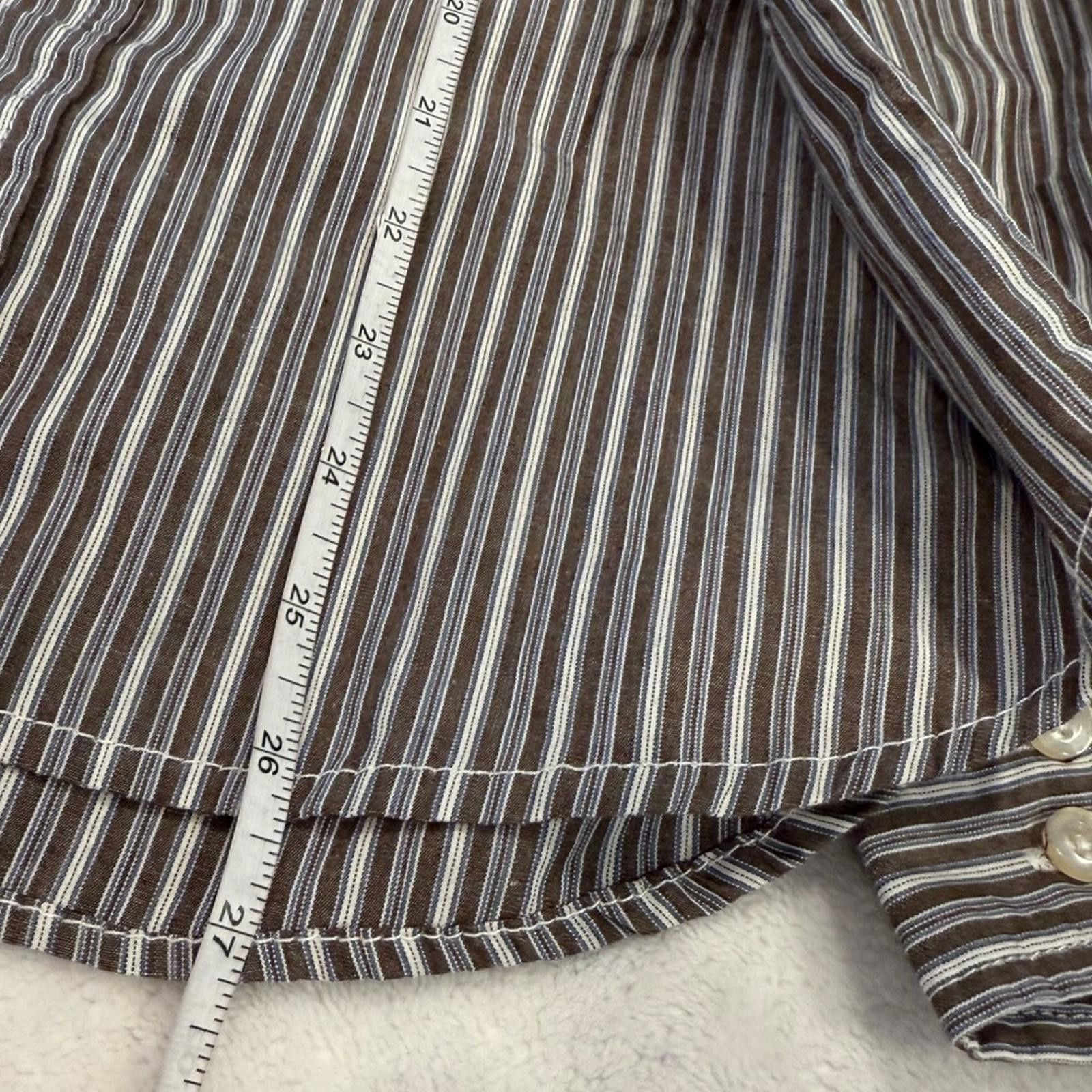Other Red Camel cotton striped button up neutral colors pocket LG Size L / US 10 / IT 46 - 5 Thumbnail