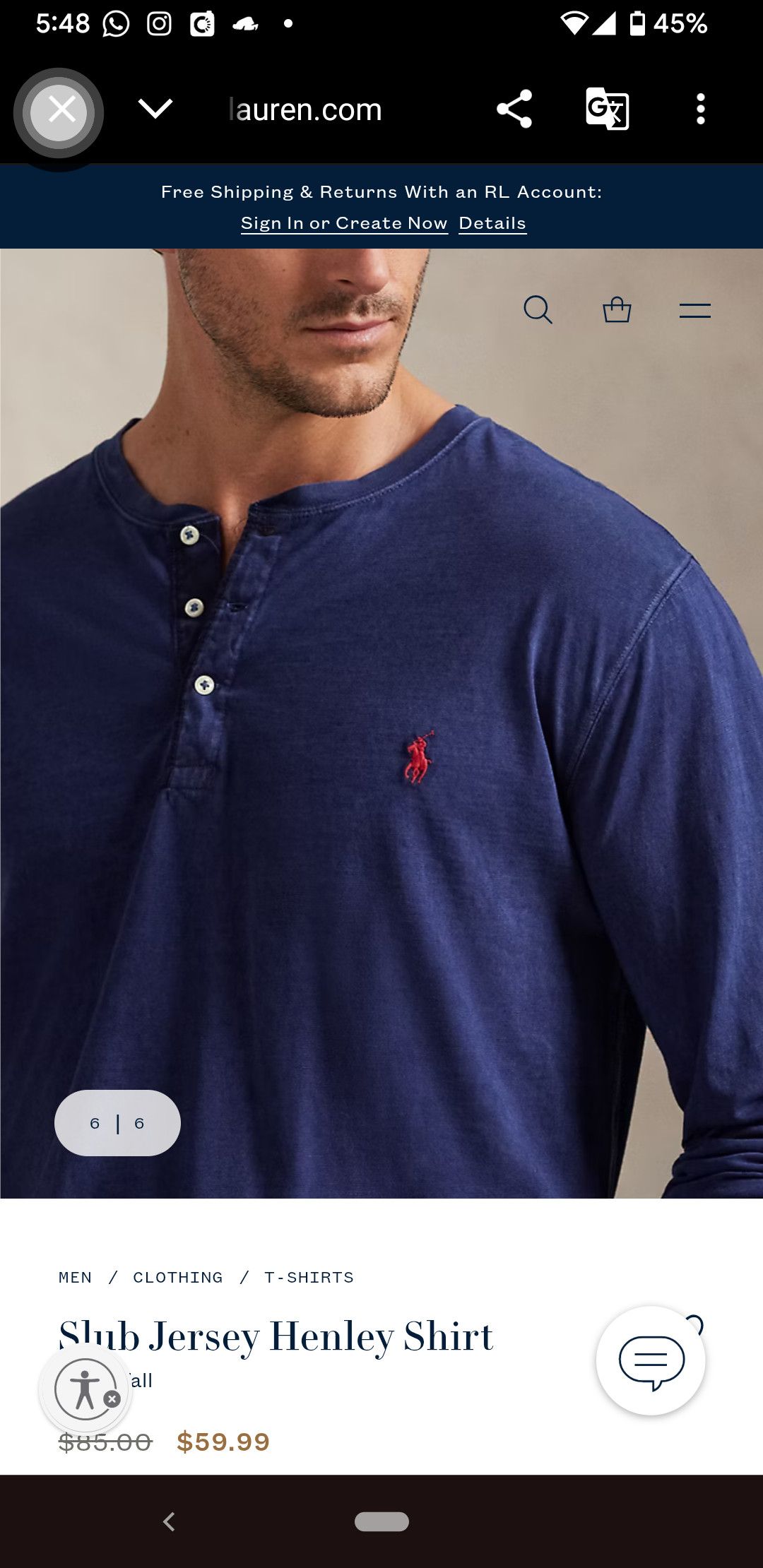 Polo Ralph Lauren Slub Henley Shirt Size US L / EU 52-54 / 3 - 2 Thumbnail
