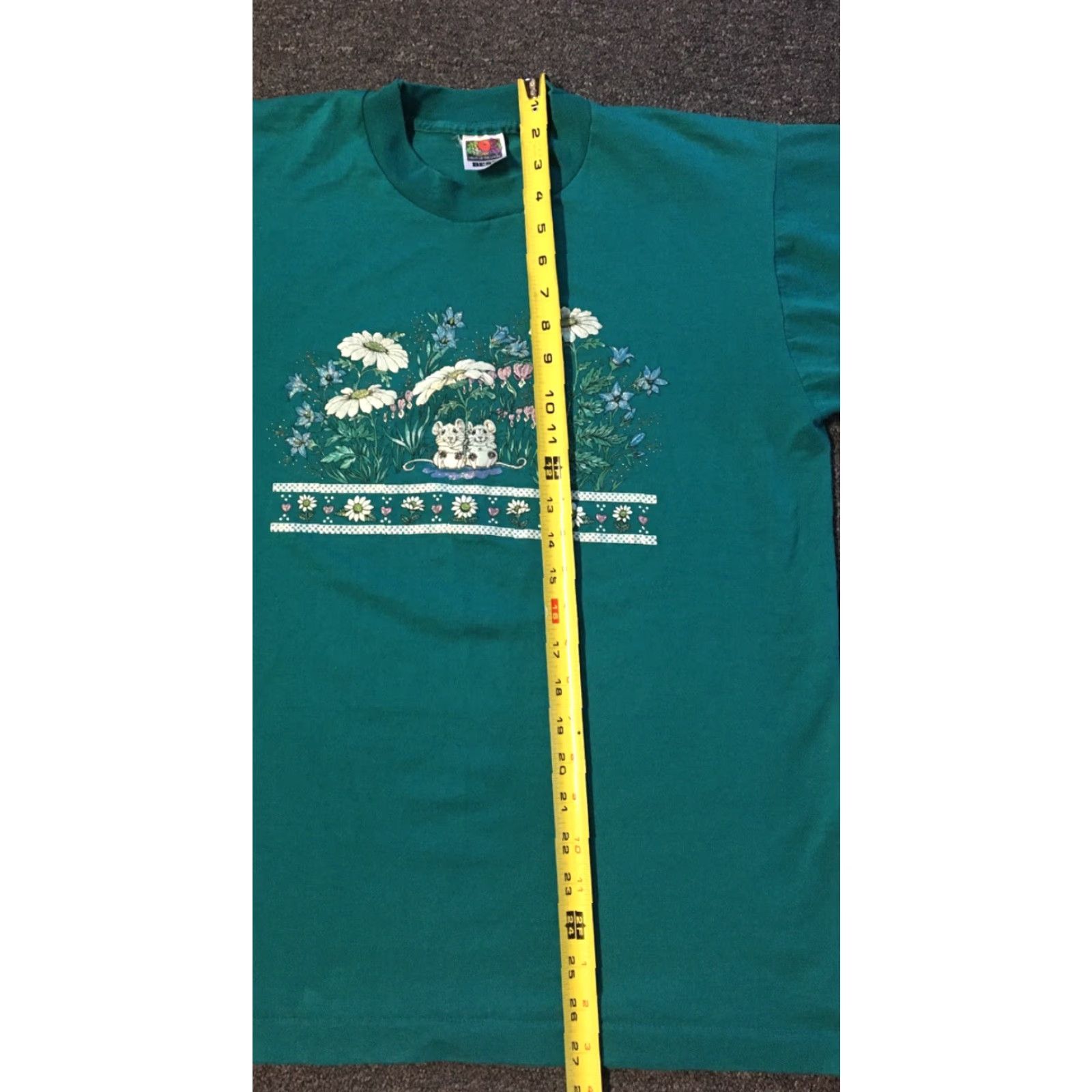 Fruit Of The Loom VINTAGE M Ice Flowers Shirt M USA Single Stitch Animals Art Mouse Nature Fun 80s 90s Size US M / EU 48-50 / 2 - 8 Thumbnail
