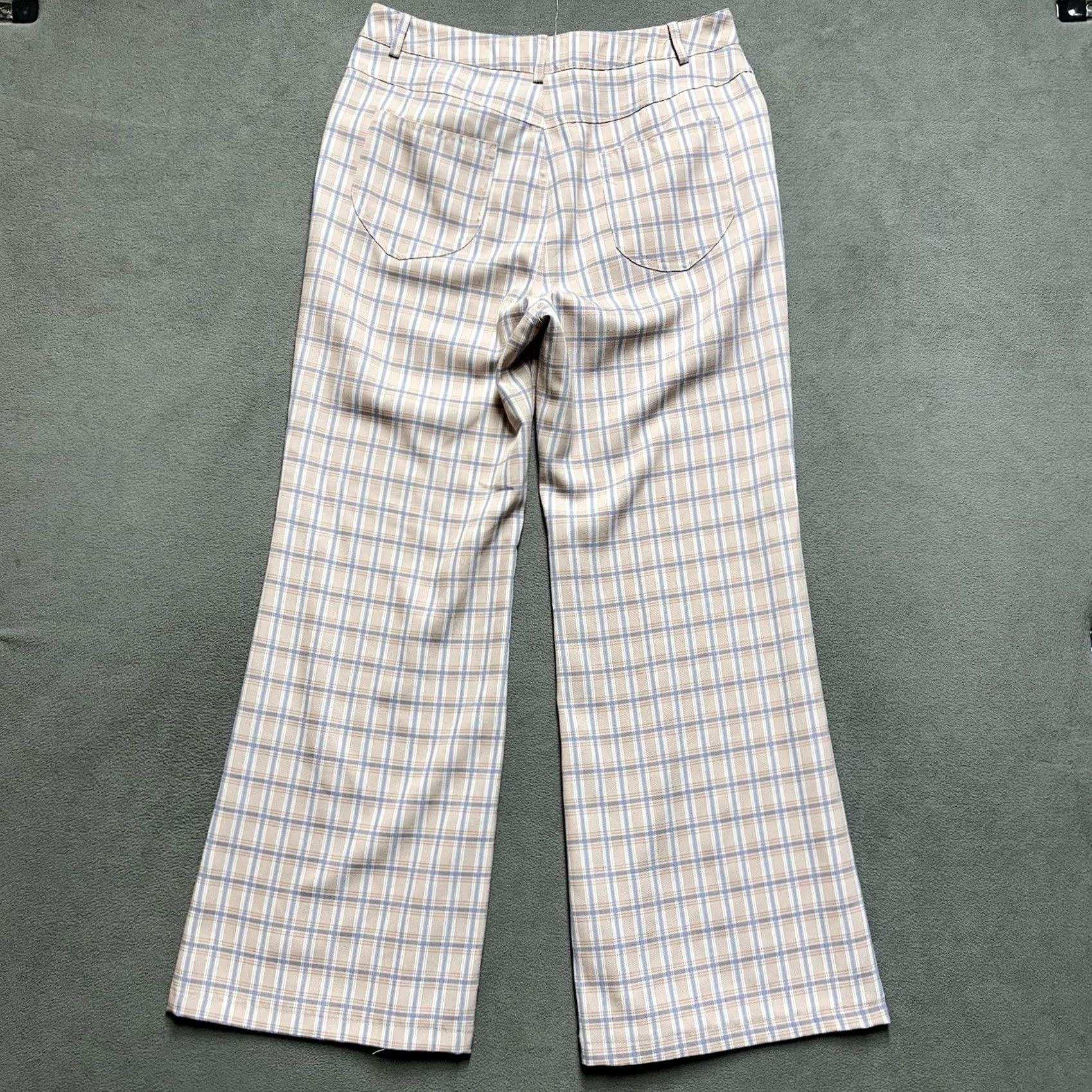 PRINCESS POLLY Princess Polly Pants Womens Size 10 Pink Plaid Flare Bootcut Wide Leg Stretch Trouser Size 32" / US 10 / IT 46 - 2 Thumbnail