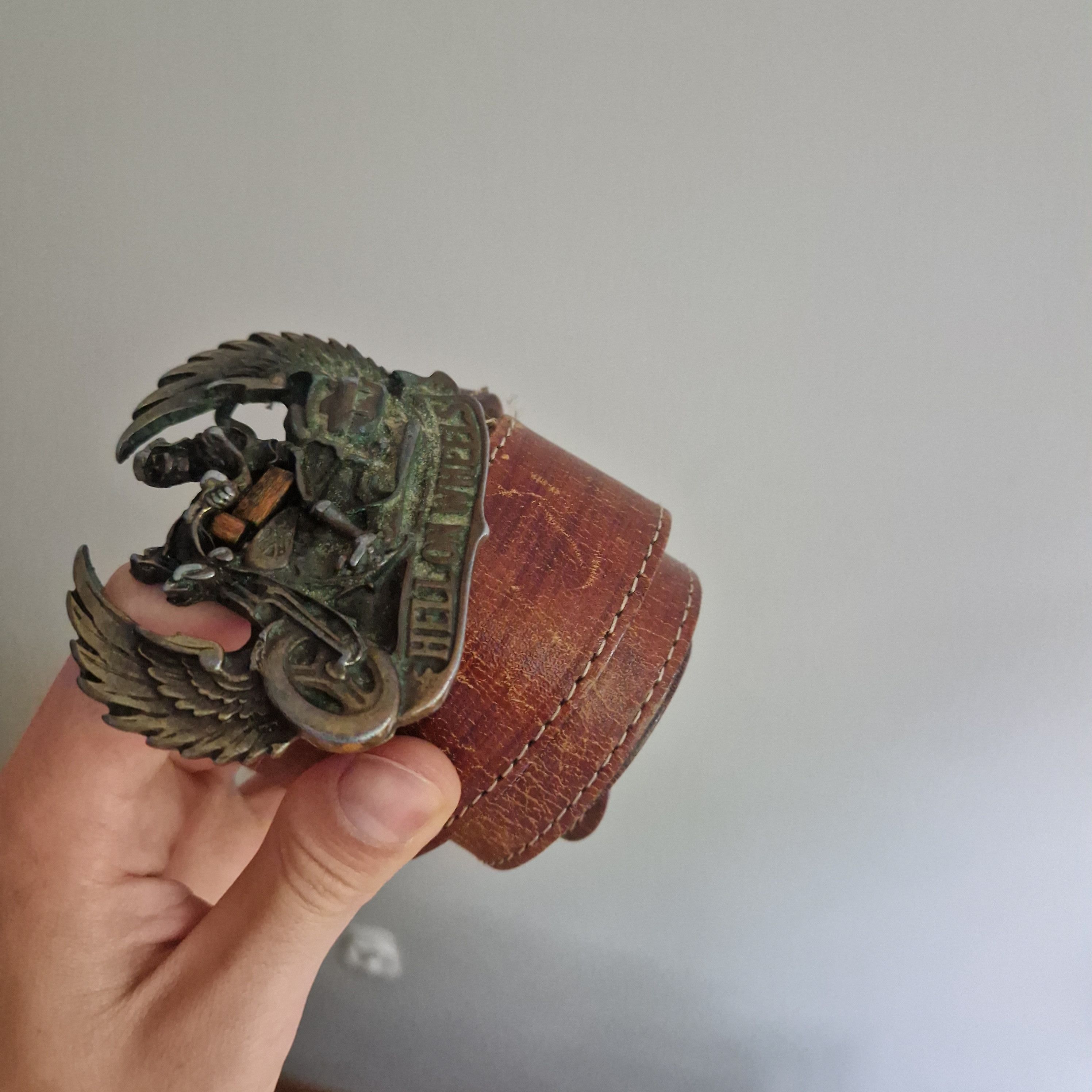 Vintage Vintage "Hell on Wheels" Belt with Chopper & Skeleton Buckle Size ONE SIZE - 4 Thumbnail