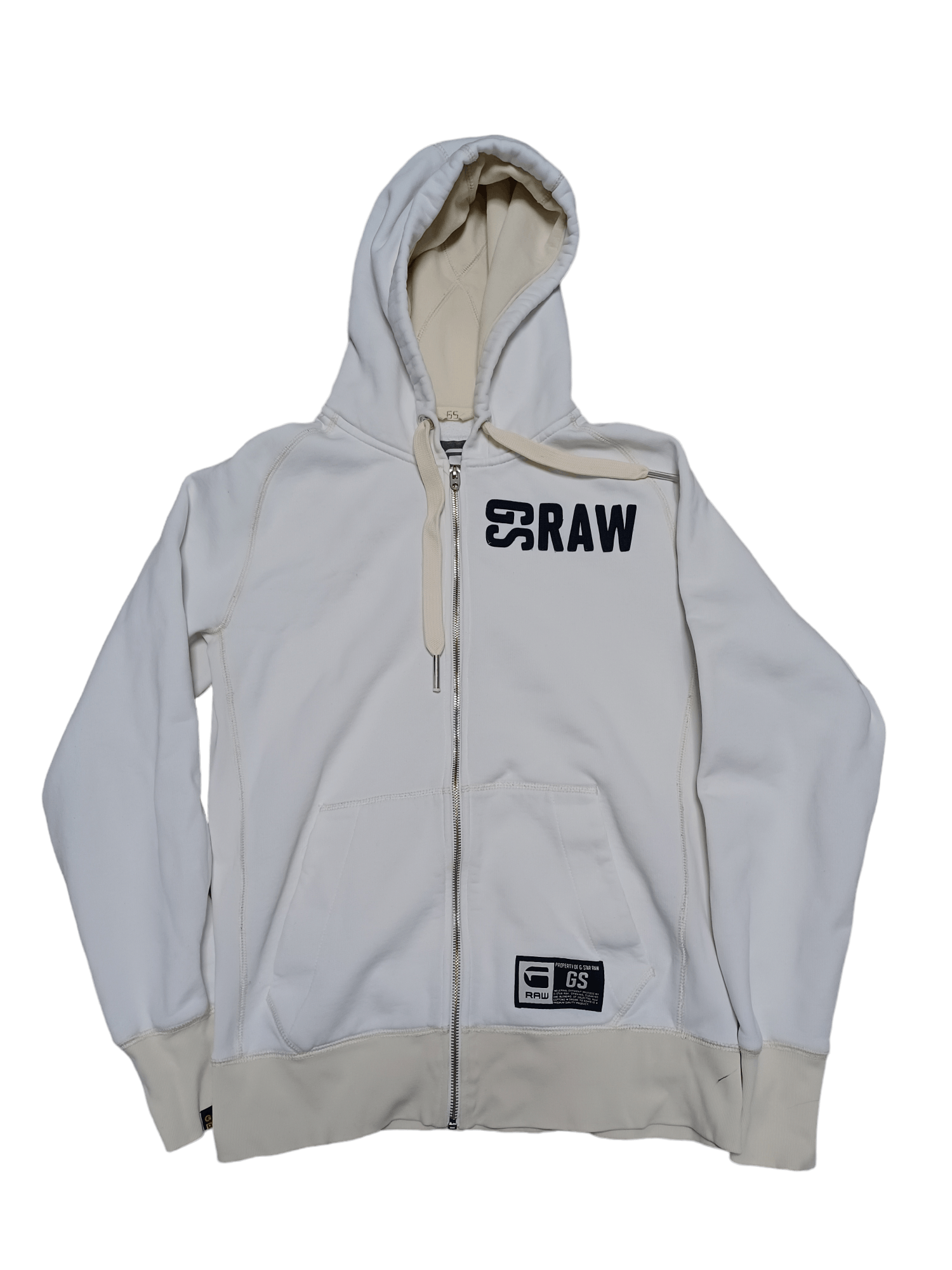 Pre-owned Avant Garde X G Star Raw Embroidered Logo Zip Hoodie In White
