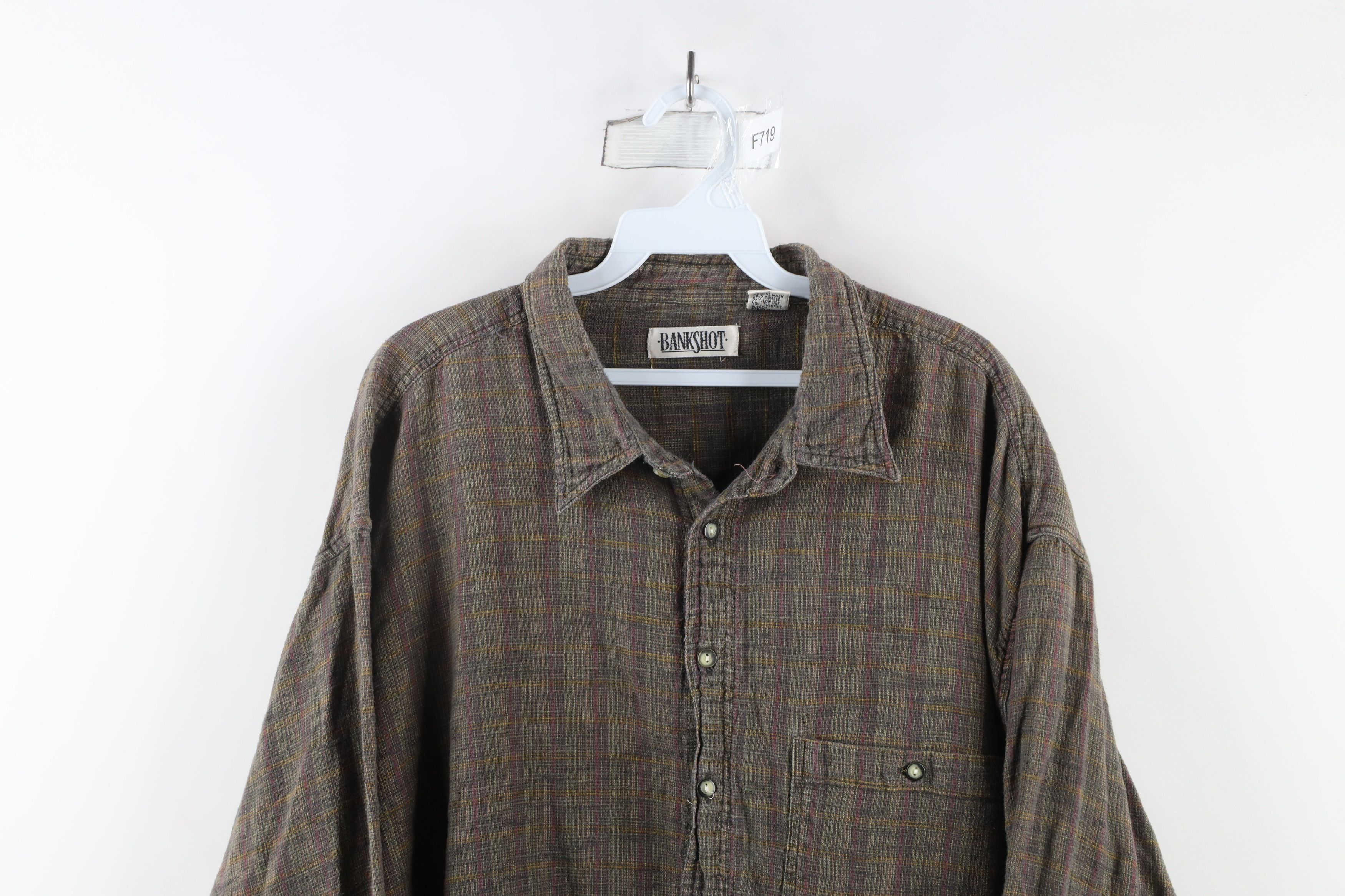 Vintage Vintage 90s Streetwear Madras Plaid Weave Button Down Shirt Size US XXL / EU 58 / 5 - 2 Thumbnail