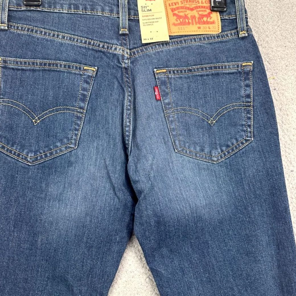 Levi's Levi's 511 Slim Fit Jeans Mens 30X32 Blue Distressed Red Tab 5 Pocket Stretch NEW Size US 30 / EU 46 - 4 Thumbnail