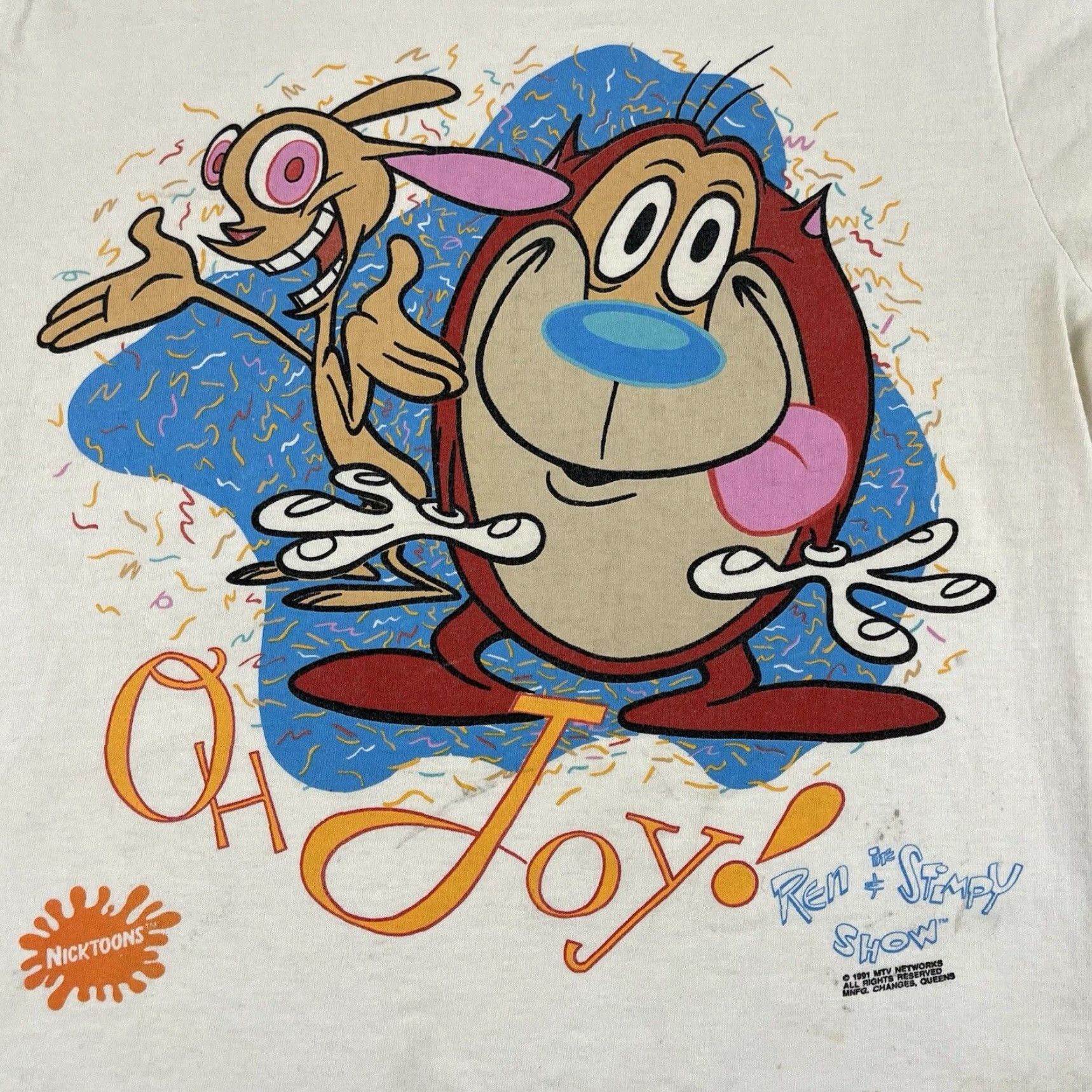 Changes Vintage REN & THE STIMPY Shirt Mens Large White Graphic Tee Sitcom 90s Stained* Size US L / EU 52-54 / 3 - 2 Thumbnail