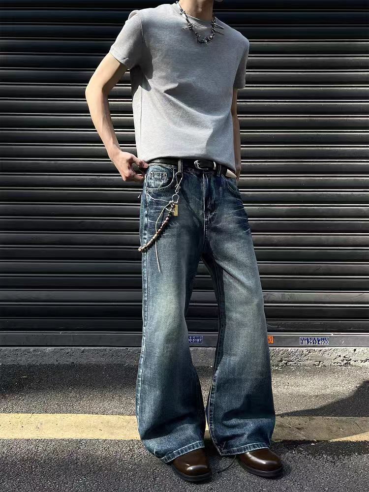 Jean Blue baggy wide-leg slightly flared jeans Size US 30 / EU 46 - 4 Thumbnail