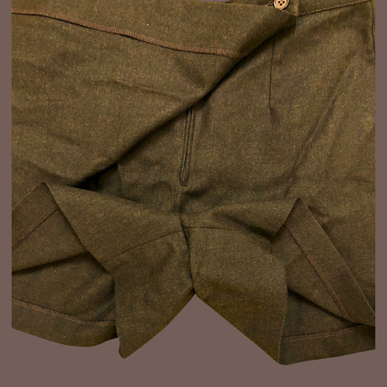 United Colors Of Benetton VTG Wool Skort | Benetton Brown Italy | 90s Academia Size 26" / US 2 / IT 38 - 3 Thumbnail