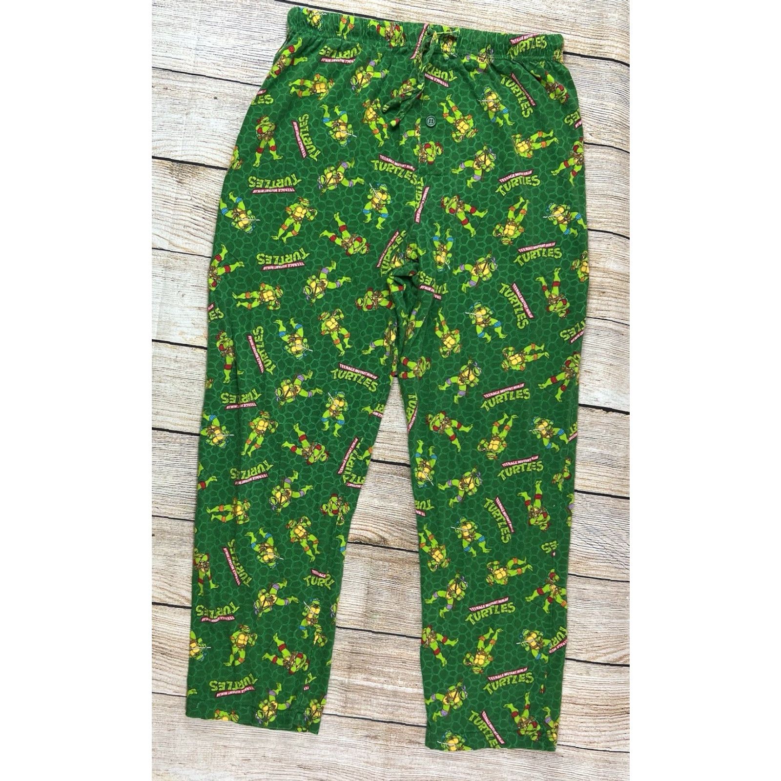 Nickelodeon TMNT Teenage Mutant Ninja Turtles Cotton Pajama Pants Mens M Green 2013 Medium Size US 31 - 2 Thumbnail