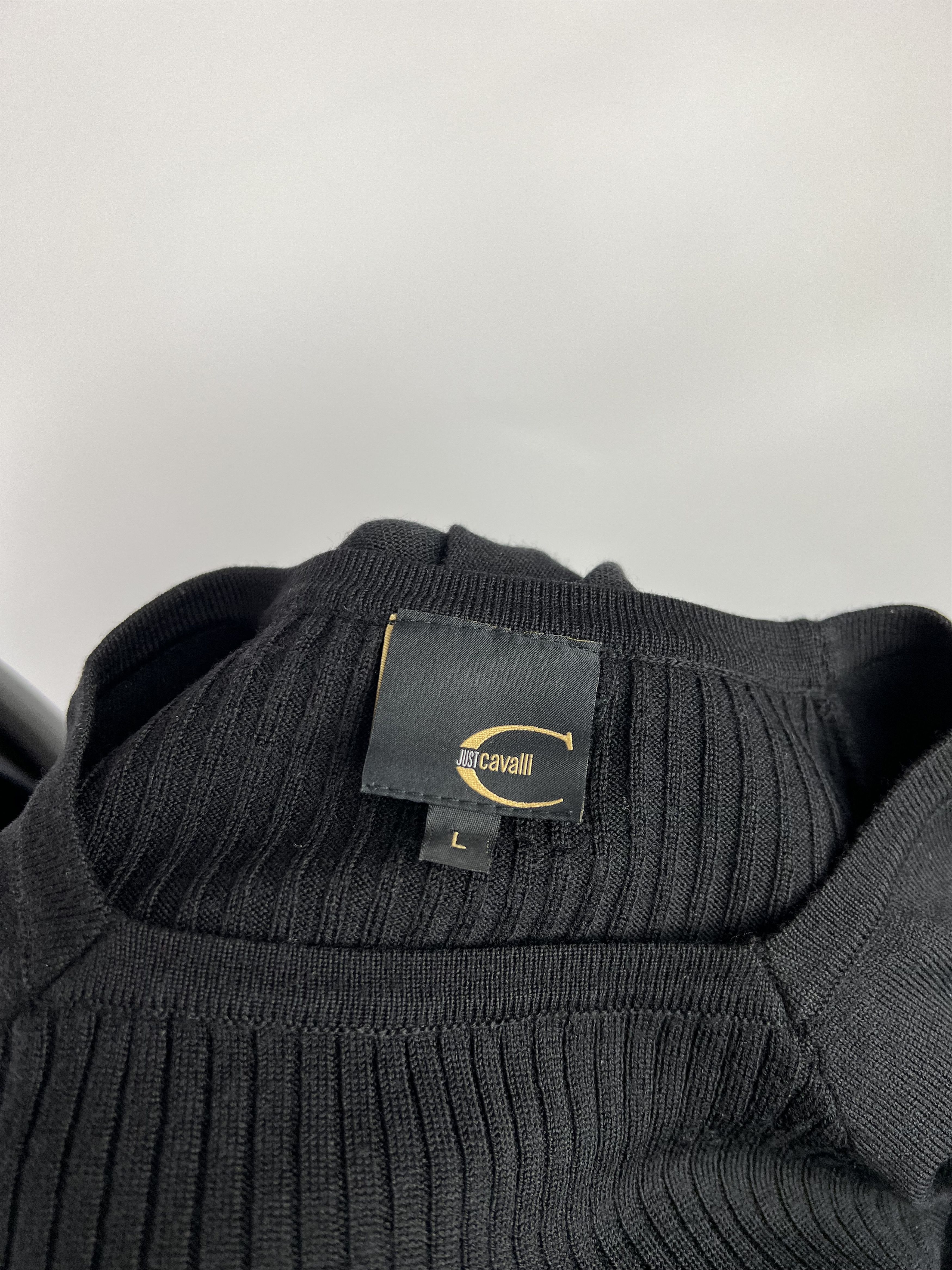Just Cavalli × Roberto Cavalli Just Cavalli Black Ribbed Wool Sweater Size L Size L / US 10 / IT 46 - 11 Thumbnail