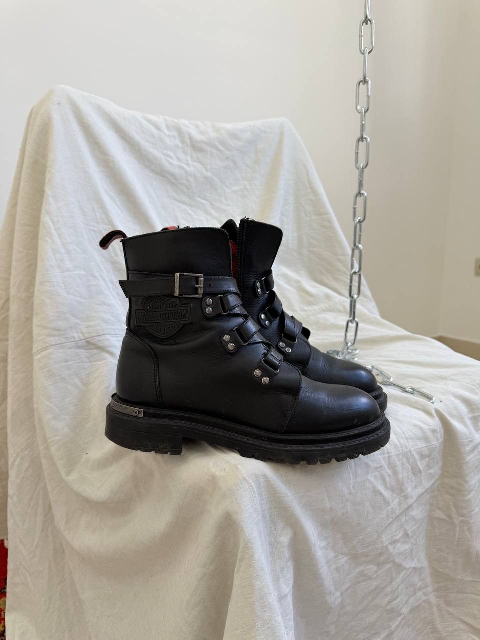 Harley Davidson Vintage 90s Harley-Davidson Ankle-Zip Leather Boots Y2K Size US 6 / EU 39 - 4 Thumbnail