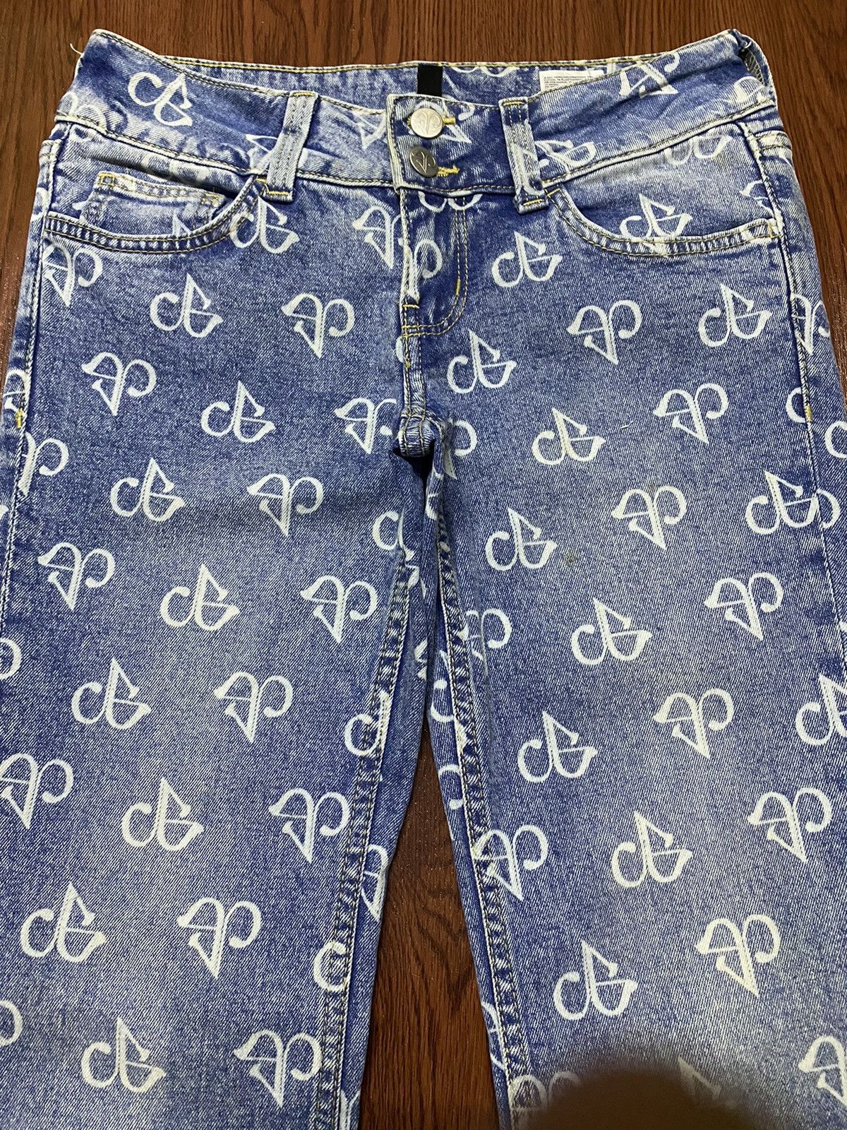 Divided Vintage Japanessed Monogram Blue Faded Wash Flare Jeans Size 28" / US 6 / IT 42 - 3 Thumbnail