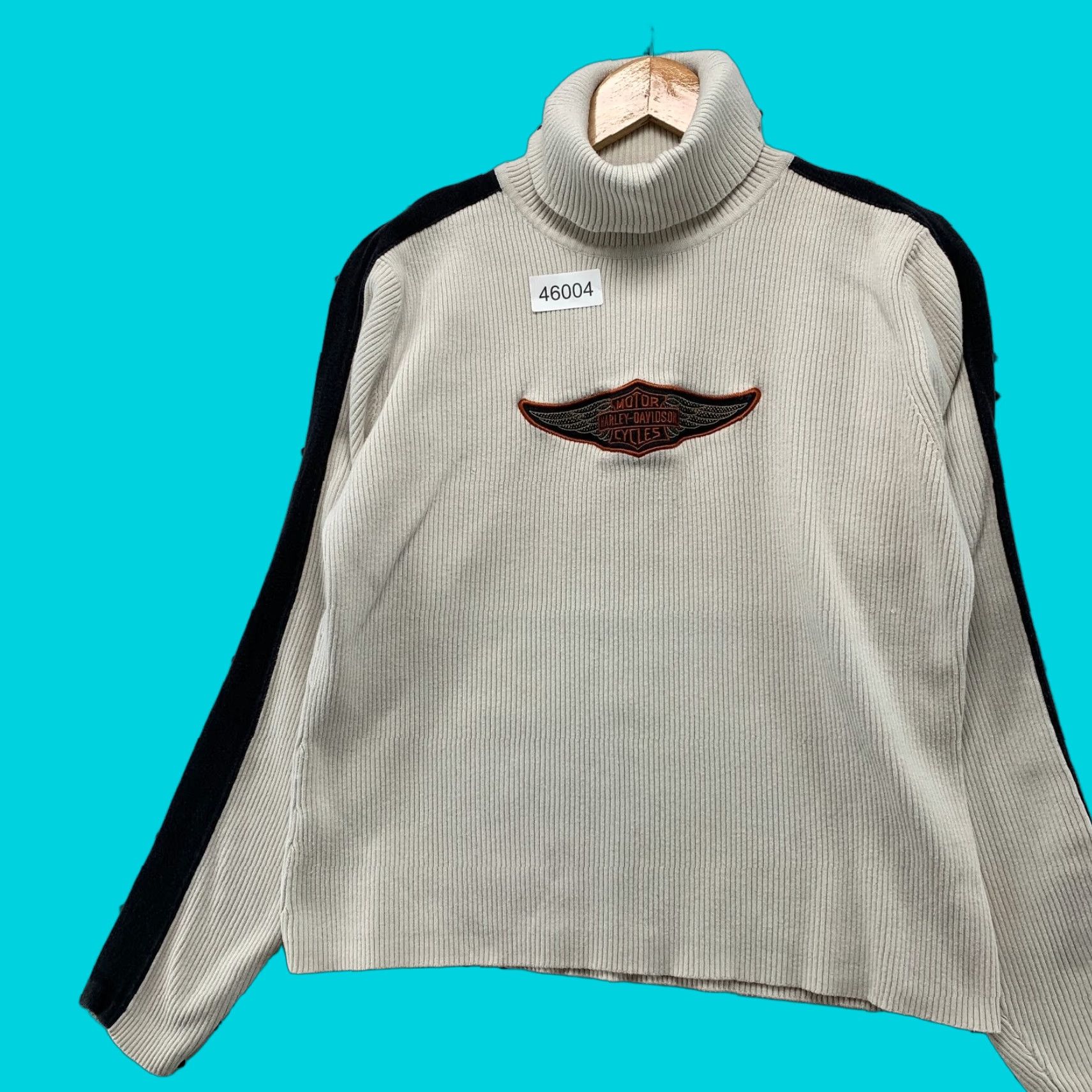 Harley Davidson VINTAGE Harley-Davidson Sweater Womens XL Beige Y2K Embroidered Logo Ribbed Pullover Knit Winter Casual Size XL / US 12-14 / IT 48-50 - 1 Thumbnail