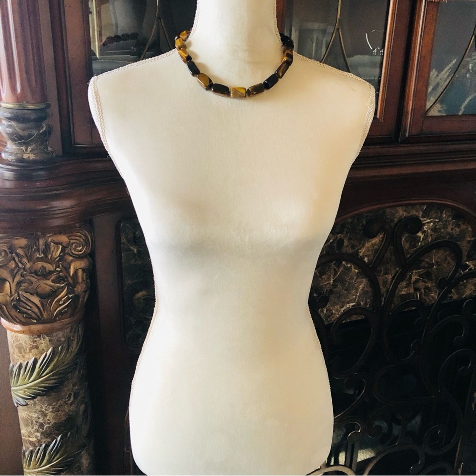 Vintage Vintage chunky polished genuine tiger eye stone 925 necklace Size ONE SIZE - 6 Thumbnail