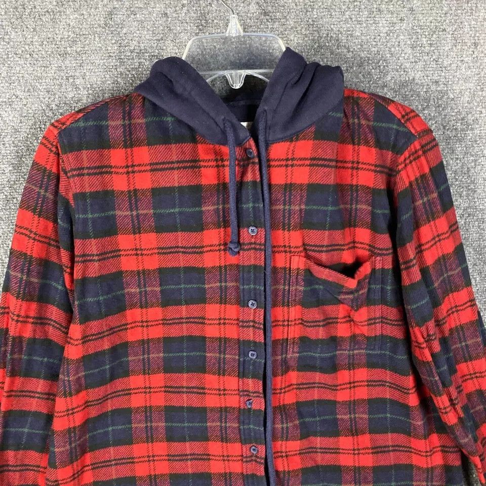 American Eagle Outfitters American Eagle Flannel Women's 100% Cotton Hooded Plaid S Size S / US 4 / IT 40 - 2 Thumbnail