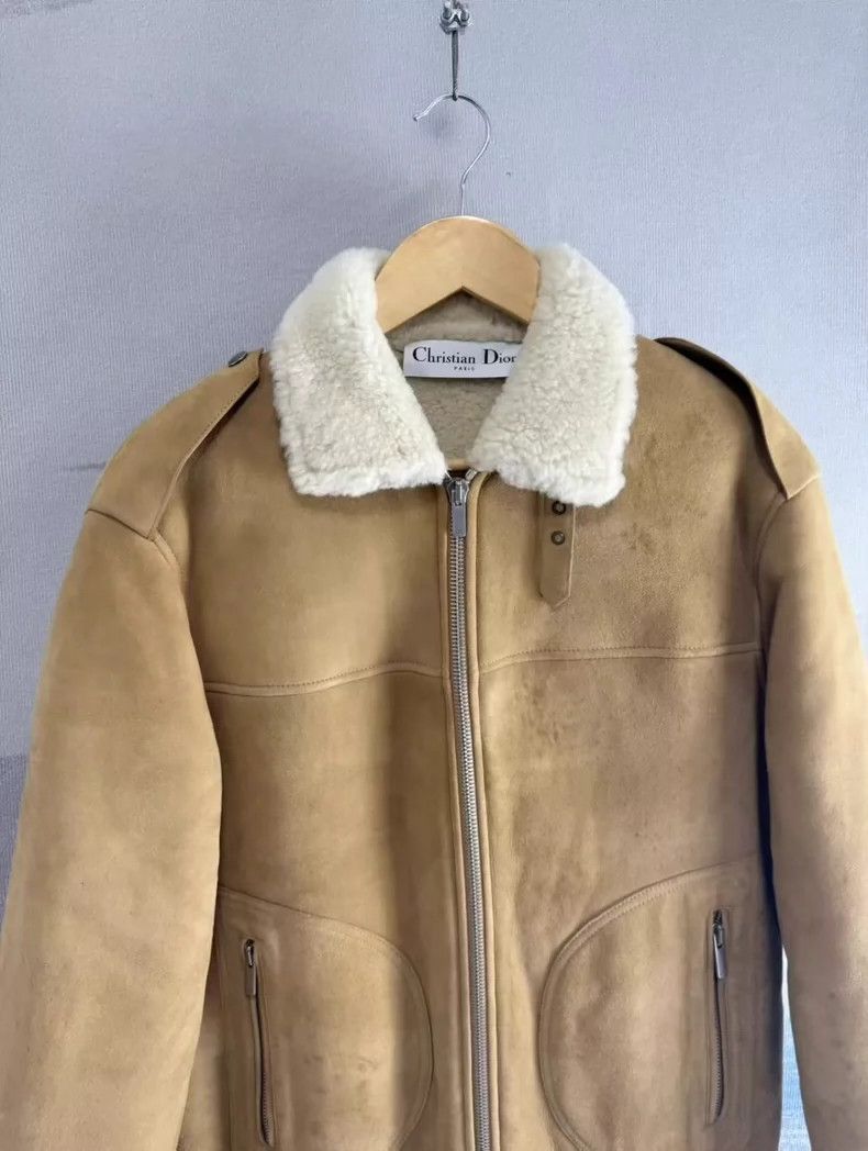 Dior Dior Tan Leather Jacket with Logo Embroidery-2505 Size US S / EU 44-46 / 1 - 3 Thumbnail