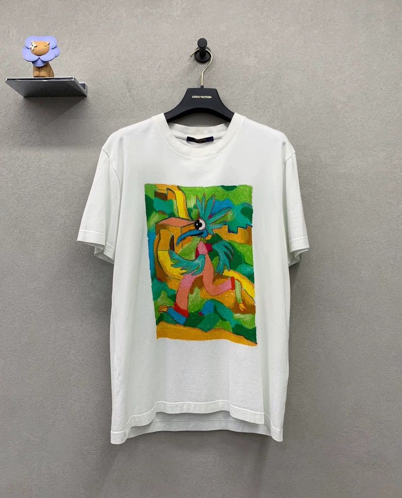 Louis Vuitton White T-Shirt with Colorful Graffiti Design - dmc Size US M / EU 48-50 / 2 - 1 Thumbnail