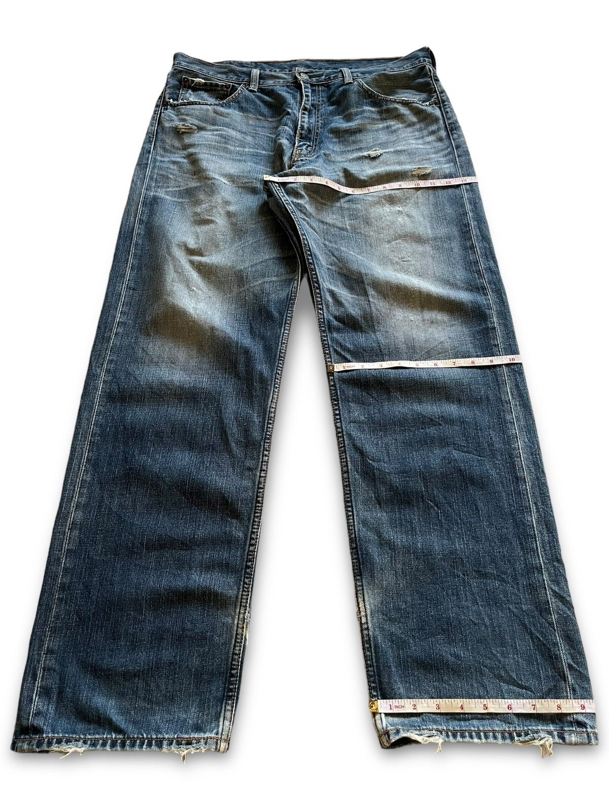 Levi's Vintage 90s Levis 703 Blue Wash Distressed Baggy Jeans 37x32 Size US 37 - 12 Thumbnail