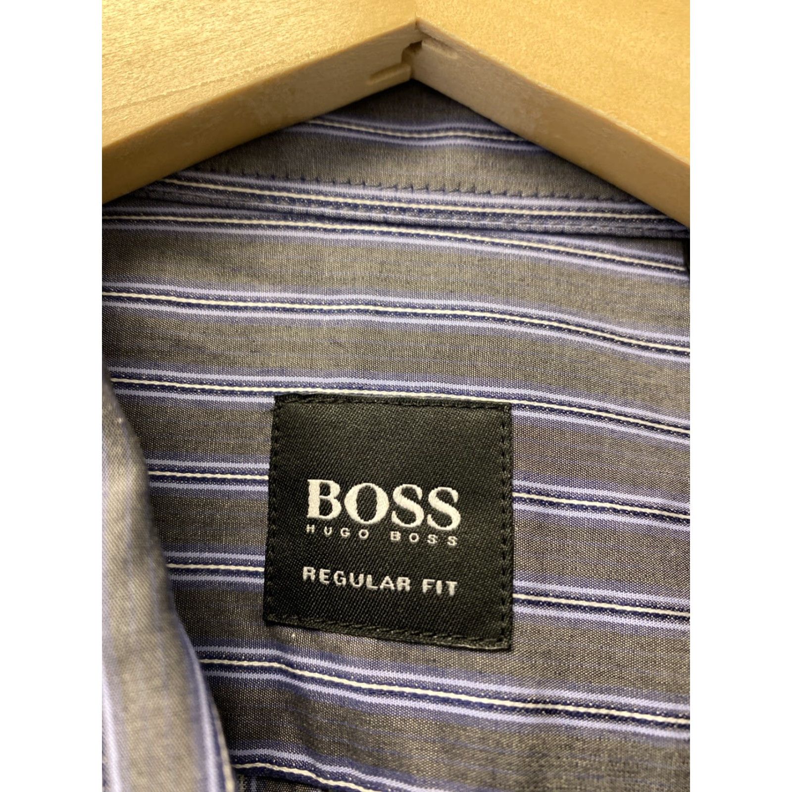 Hugo Boss VINTAGE NONE HUGO BOSS Men's Dress Shirt Size Medium Blue Gray Business Formal Cotton 2000s Size 40R - 4 Thumbnail