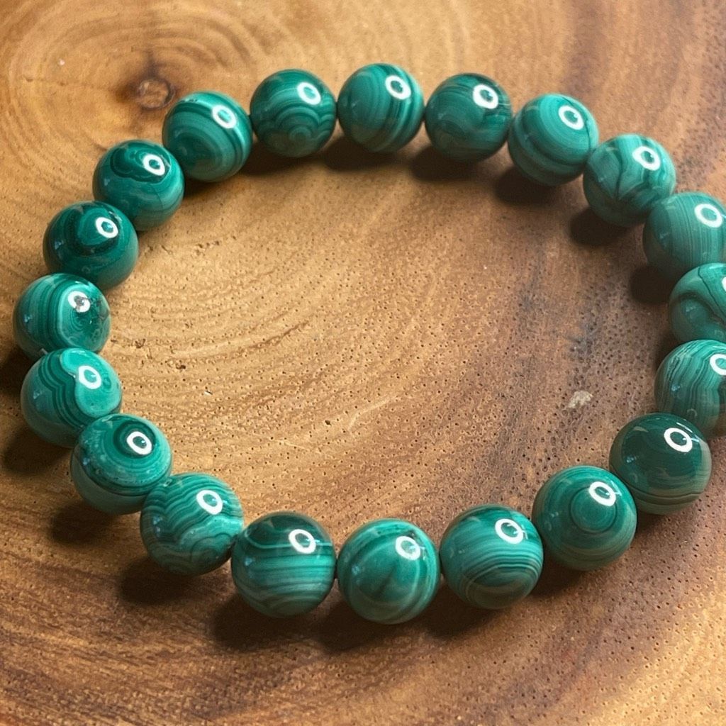 Other Malachite green circles orbs stretch beaded bracelet 7” crystal healing beads 8mm growth optimism transformation Size ONE SIZE - 6 Thumbnail