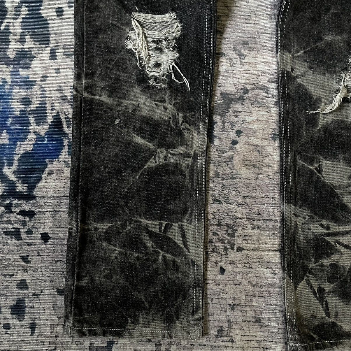 14th Addiction smoke acid wash distressed Jeans Gothic Punk Size US 33 - 7 Thumbnail