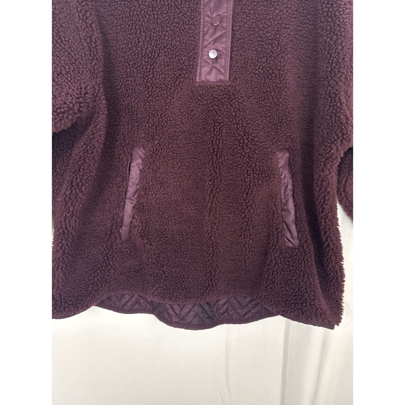 Athleta Athleta Sweatshirt Womens XL Maroon Sherpa Cozy Pullover Snap Jacket oldal Size XL / US 12-14 / IT 48-50 - 5 Thumbnail