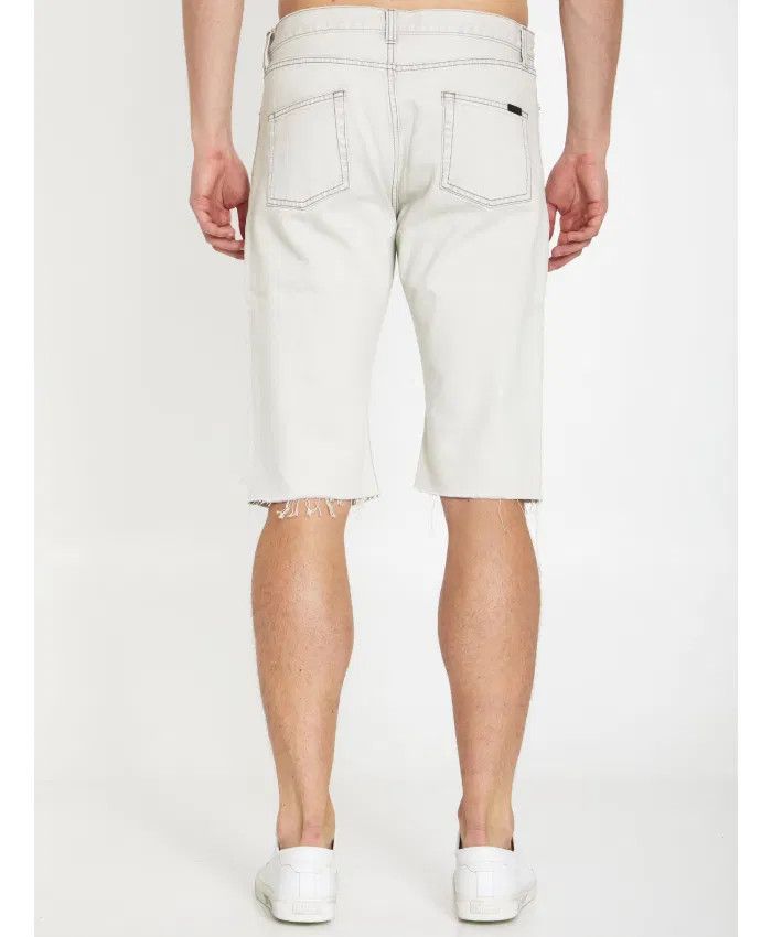 Saint Laurent Paris o1y0325 Denim Short in Light Grey Size US 31 - 3 Thumbnail